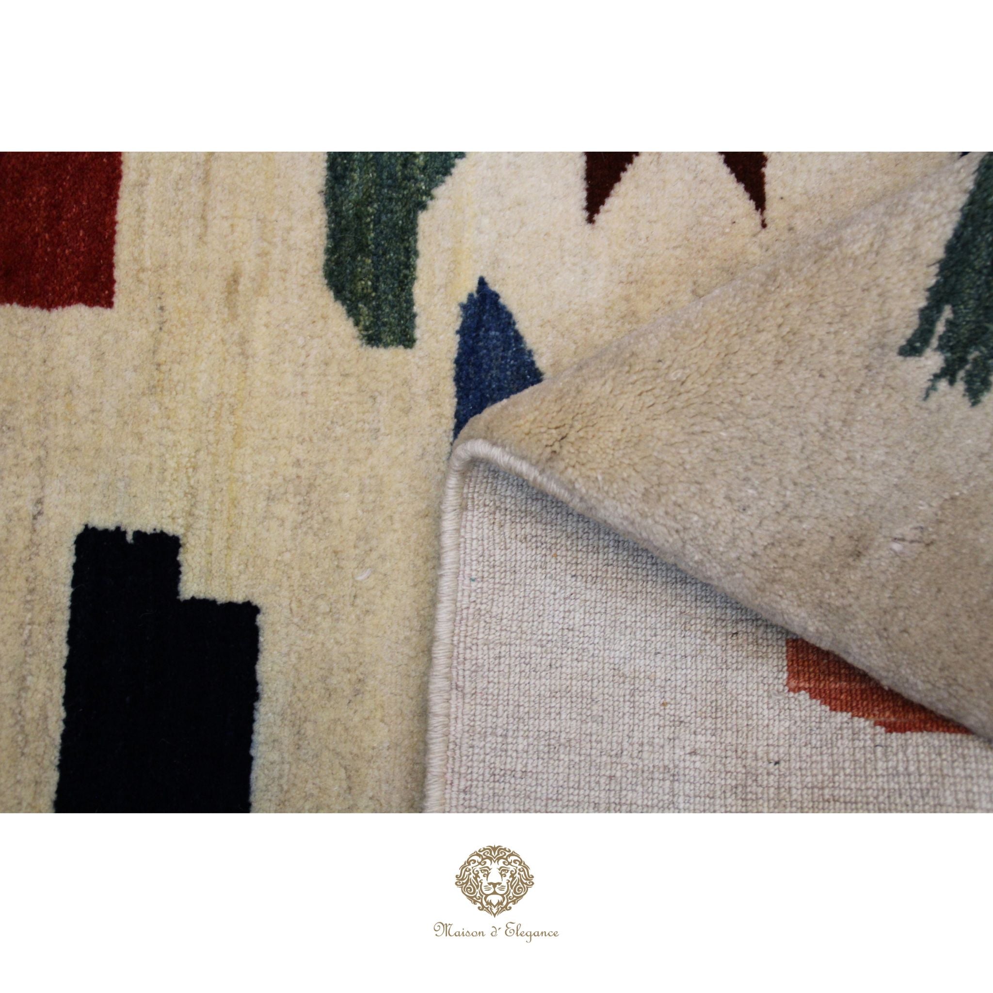 Alfombra Moderna de Lana color Beige con Diseños Irregulares Multicolor 141 x 103 cm