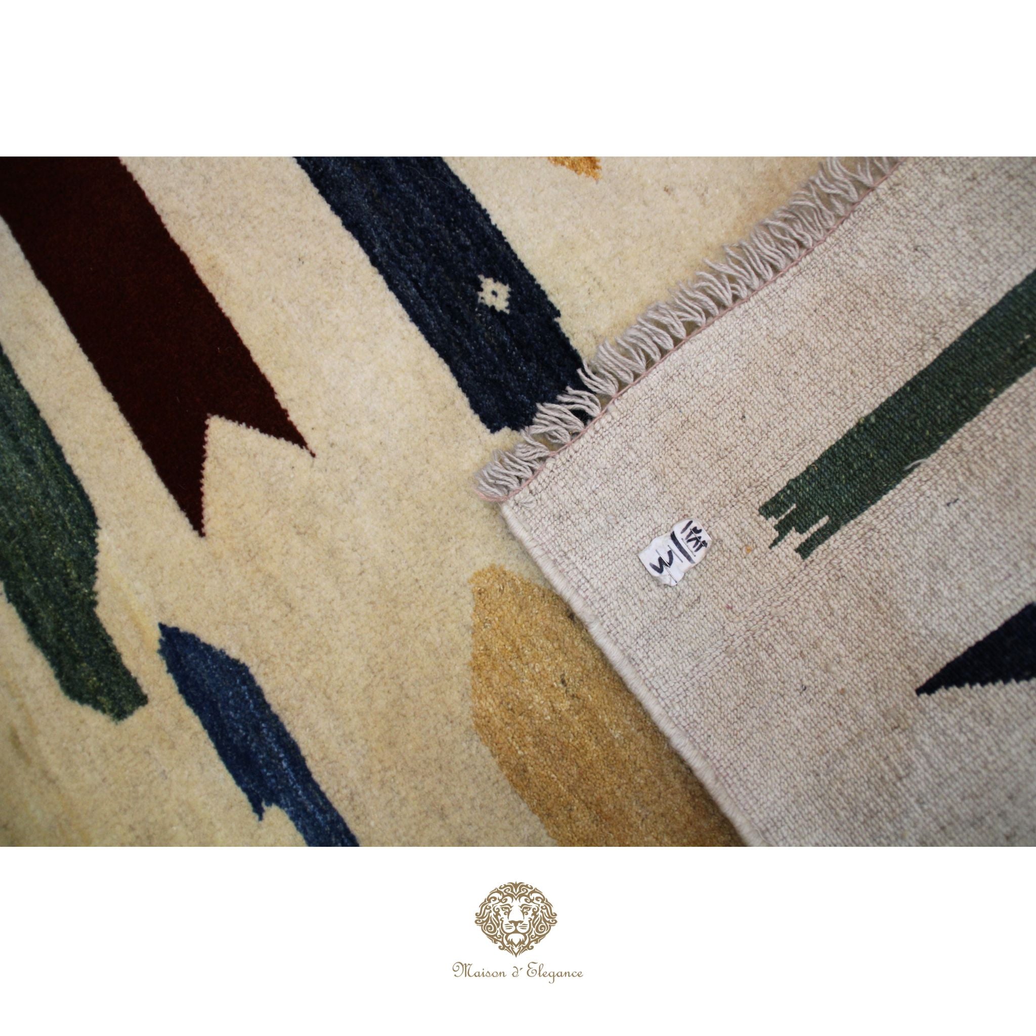 Alfombra Moderna de Lana color Beige con Diseños Irregulares Multicolor 141 x 103 cm