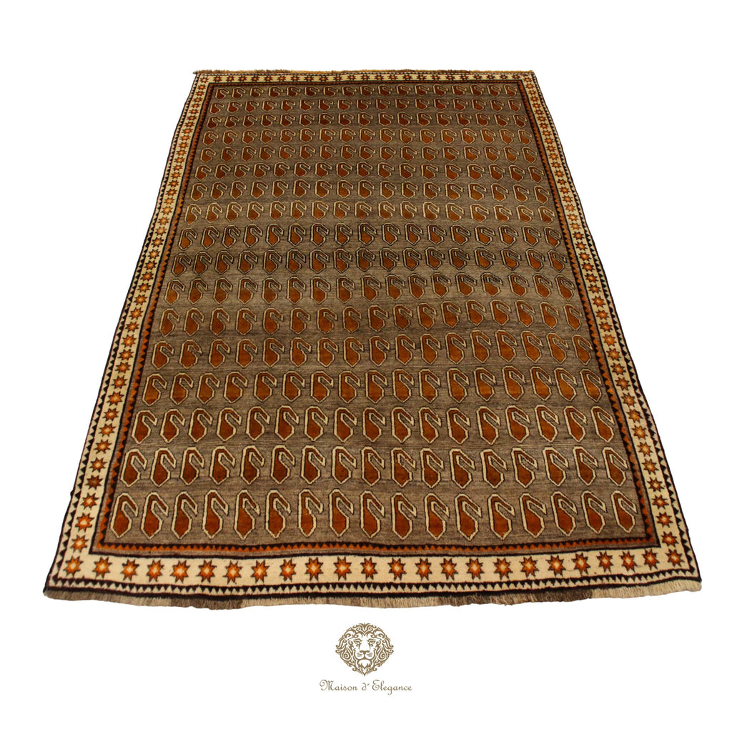 Alfombra Tribal Shiraz Lana Tonos Neutros | Diseño Persa Artesanal 293 x 185 cm