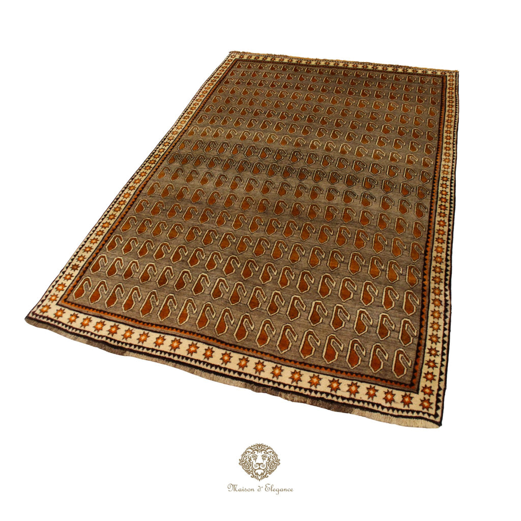 Alfombra Tribal Shiraz Lana Tonos Neutros | Diseño Persa Artesanal 293 x 185 cm