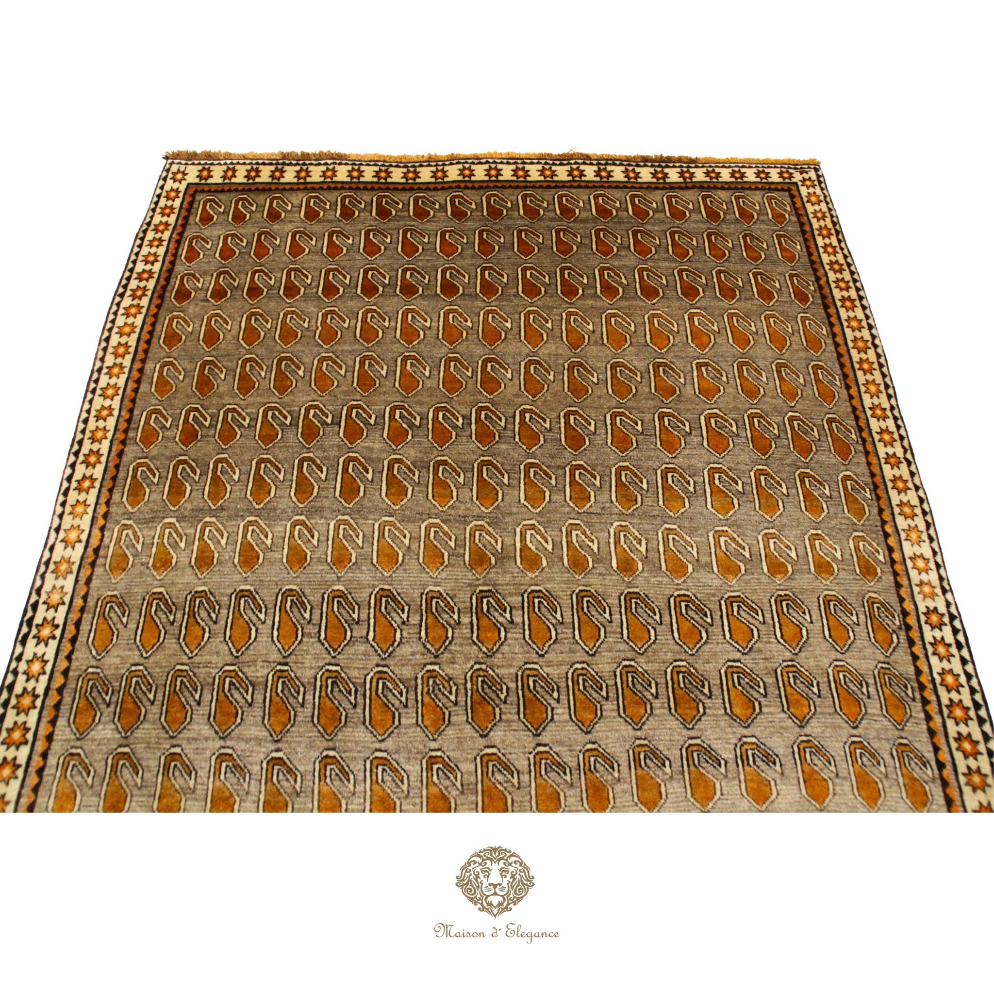 Alfombra Tribal Shiraz Lana Tonos Neutros | Diseño Persa Artesanal 293 x 185 cm