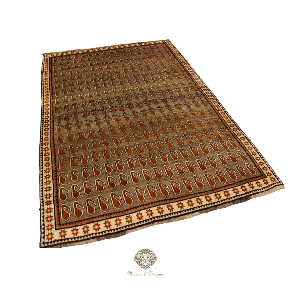 Alfombra Tribal Shiraz Lana Tonos Neutros | Diseño Persa Artesanal 293 x 185 cm