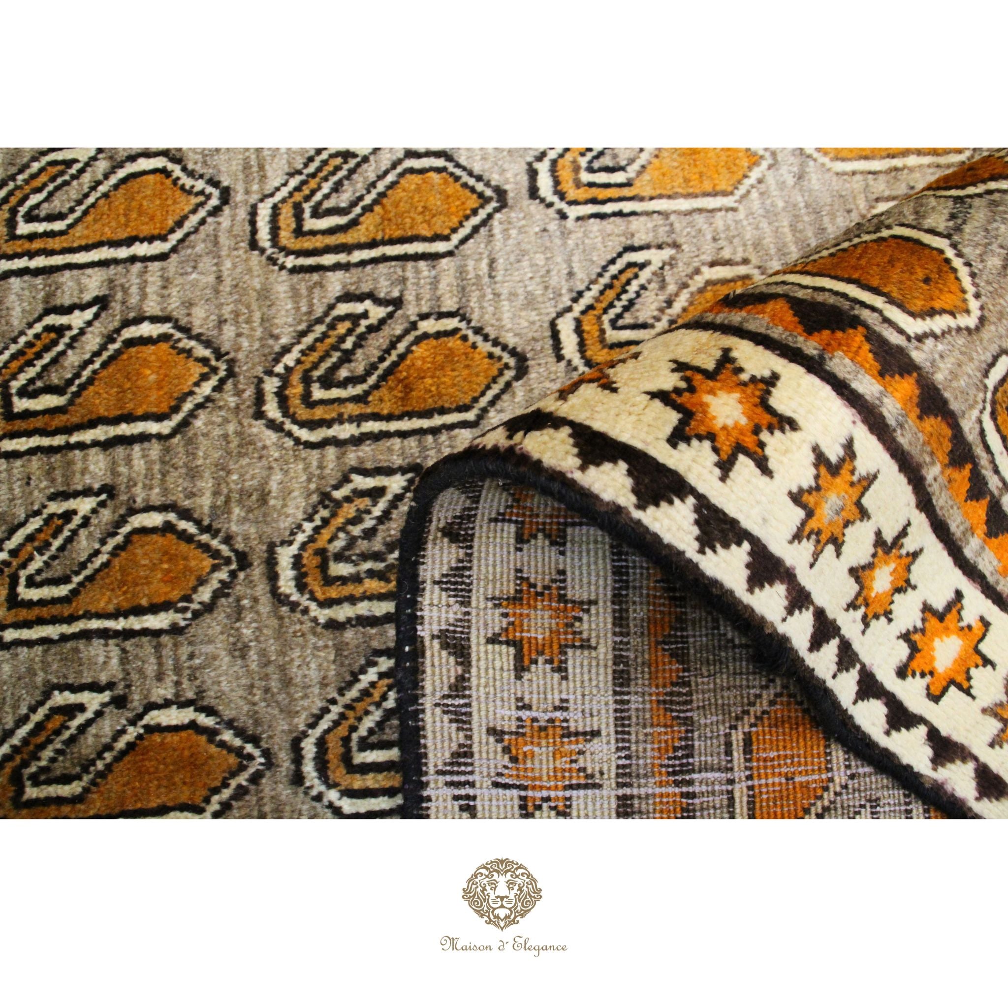 Alfombra Tribal Shiraz Lana Tonos Neutros | Diseño Persa Artesanal 293 x 185 cm