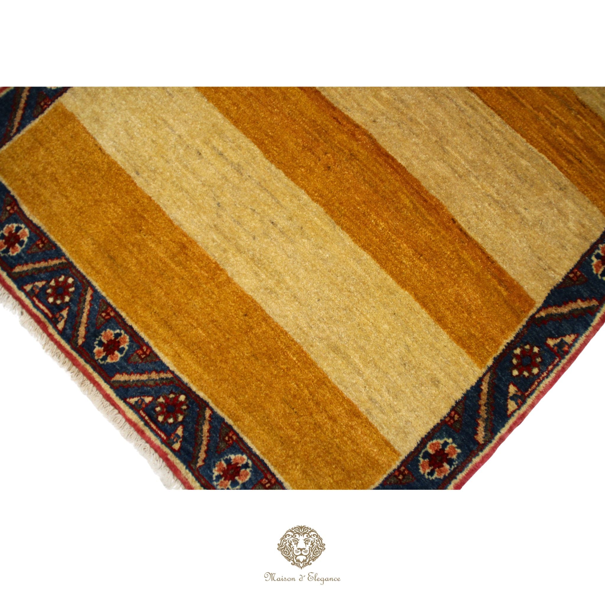 Alfombra Shiraz Rayas Naranja Beige - Lana Artesanal 164 x 101 cm