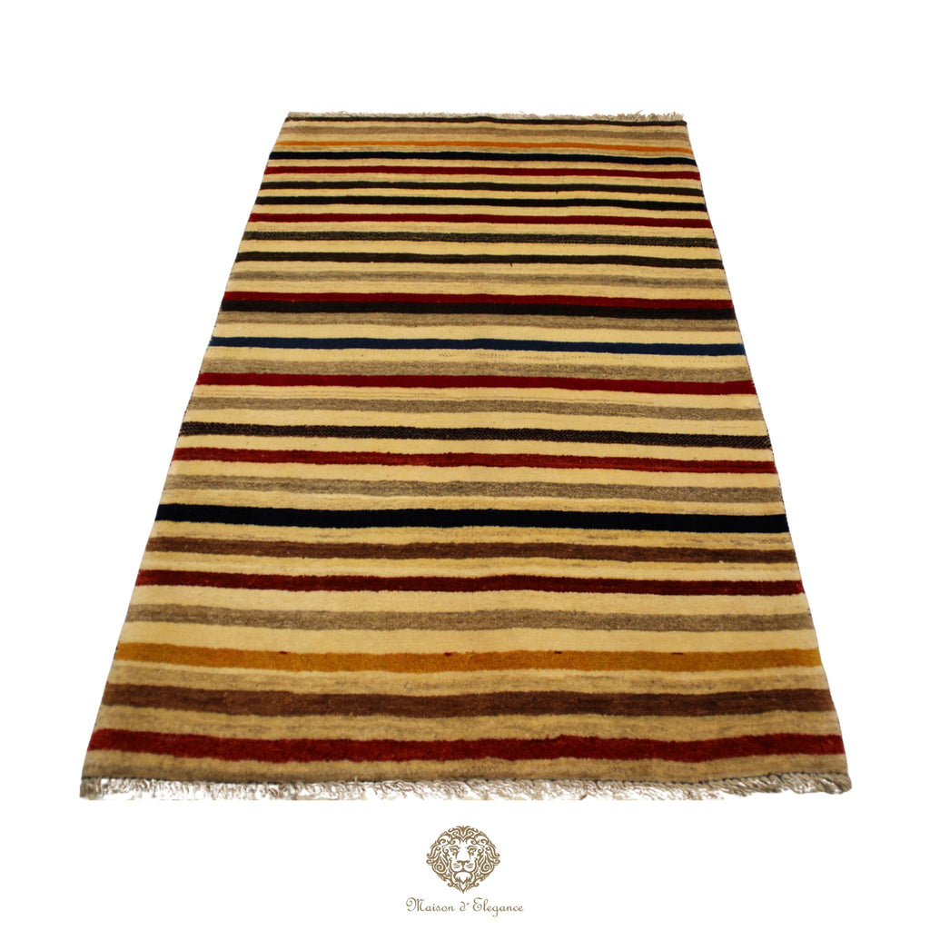 Alfombra Moderna a rayas Lana Multicolor - Diseño Contemporáneo 155 x 94 cm