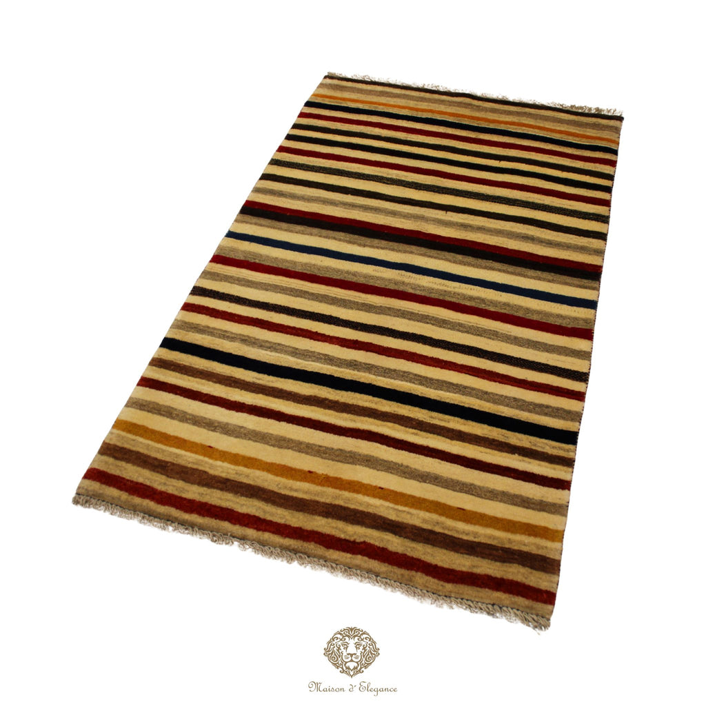 Alfombra Moderna a rayas Lana Multicolor - Diseño Contemporáneo 155 x 94 cm