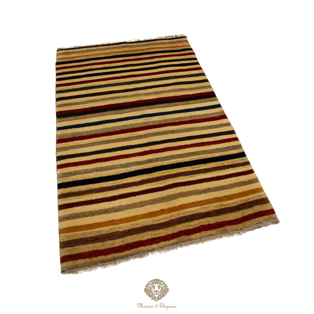 Alfombra Moderna a rayas Lana Multicolor - Diseño Contemporáneo 155 x 94 cm