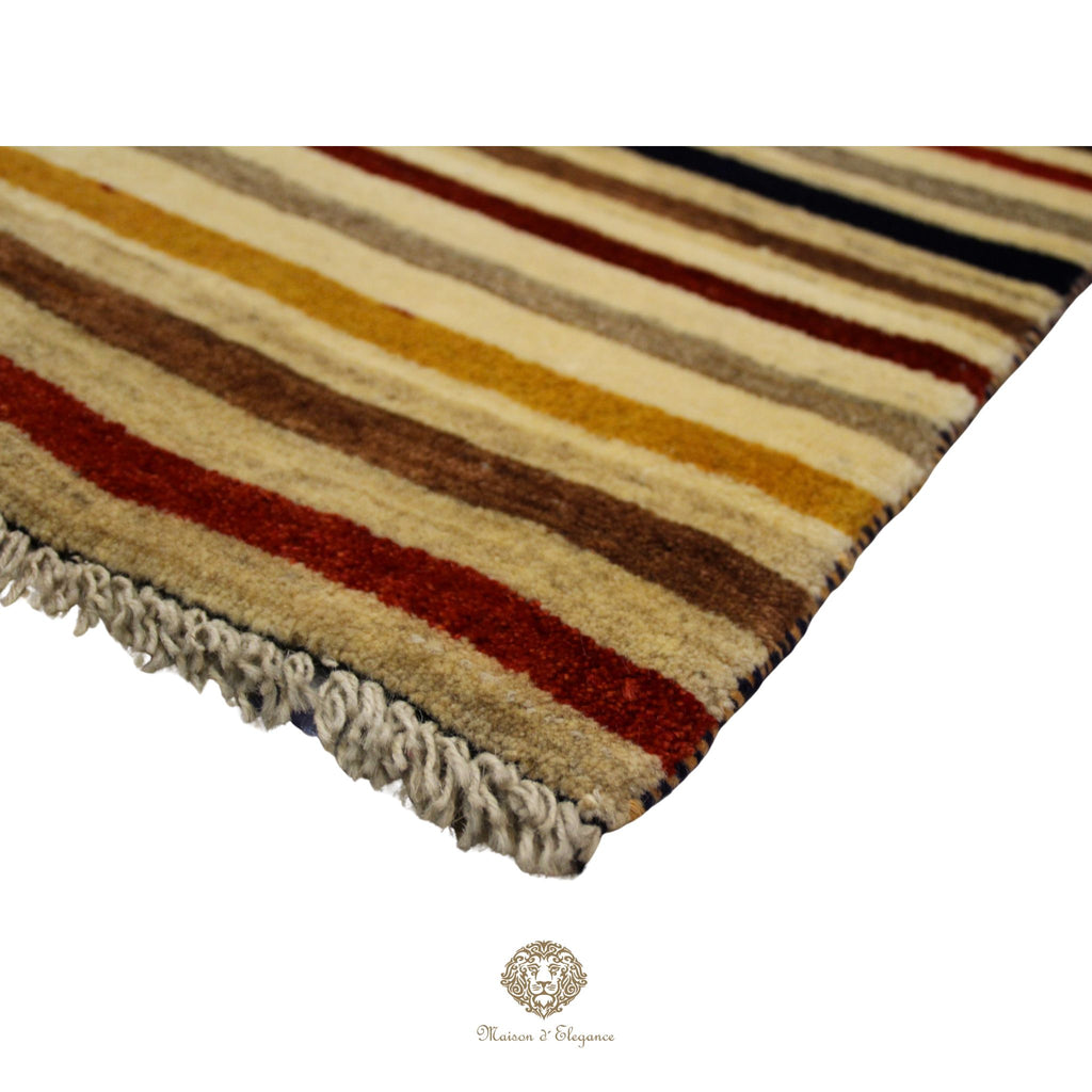 Alfombra Moderna a rayas Lana Multicolor - Diseño Contemporáneo 155 x 94 cm