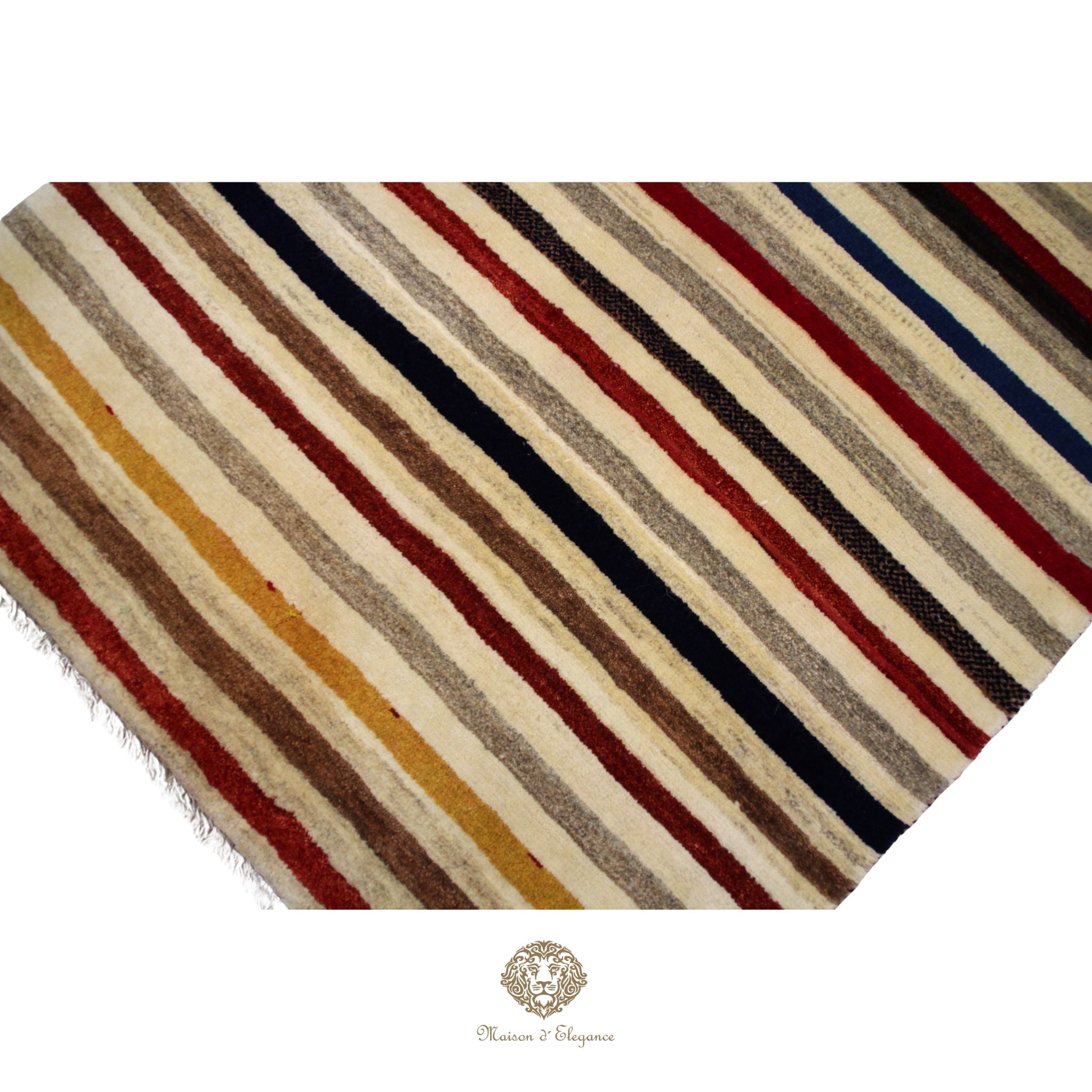 Alfombra Moderna a rayas Lana Multicolor - Diseño Contemporáneo 155 x 94 cm