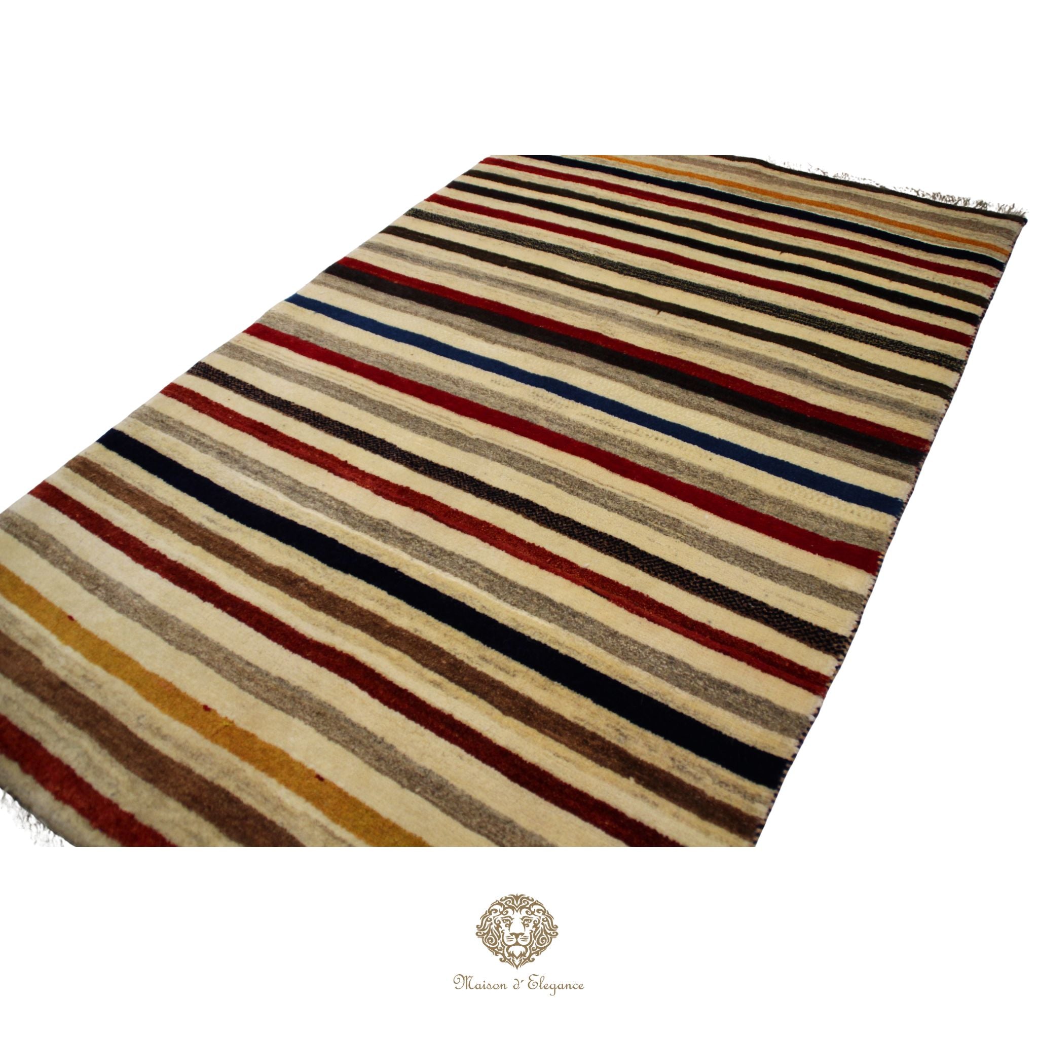 Alfombra Moderna a rayas Lana Multicolor - Diseño Contemporáneo 155 x 94 cm