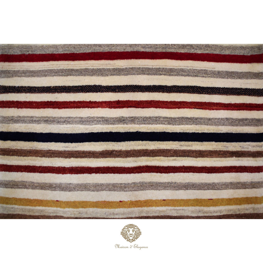 Alfombra Moderna a rayas Lana Multicolor - Diseño Contemporáneo 155 x 94 cm