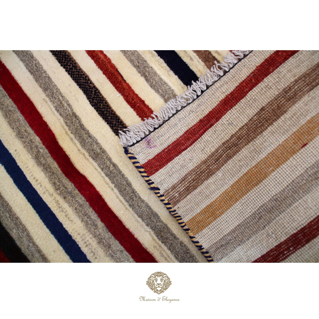 Alfombra Moderna a rayas Lana Multicolor - Diseño Contemporáneo 155 x 94 cm