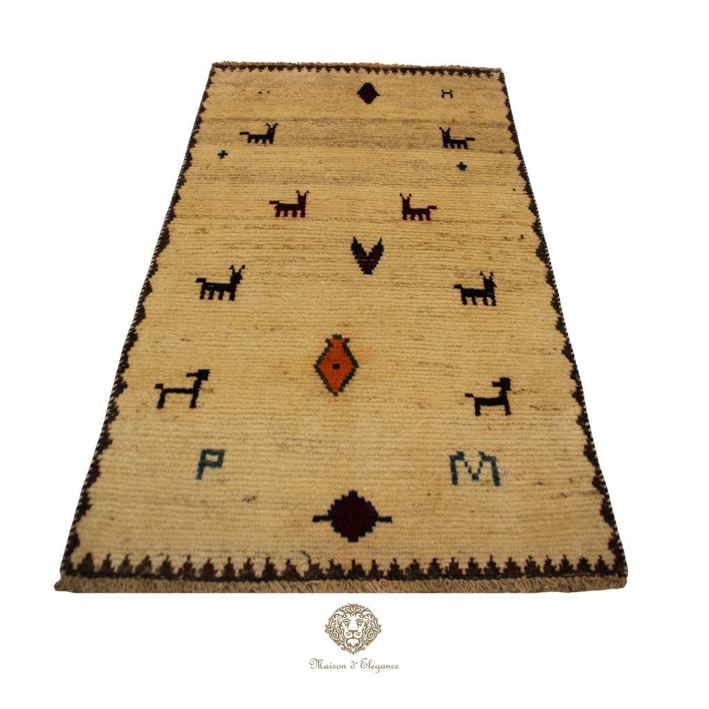Alfombra Shiraz Tribal Lana Hecha a Mano Colores Neutros 165 x 091 cm
