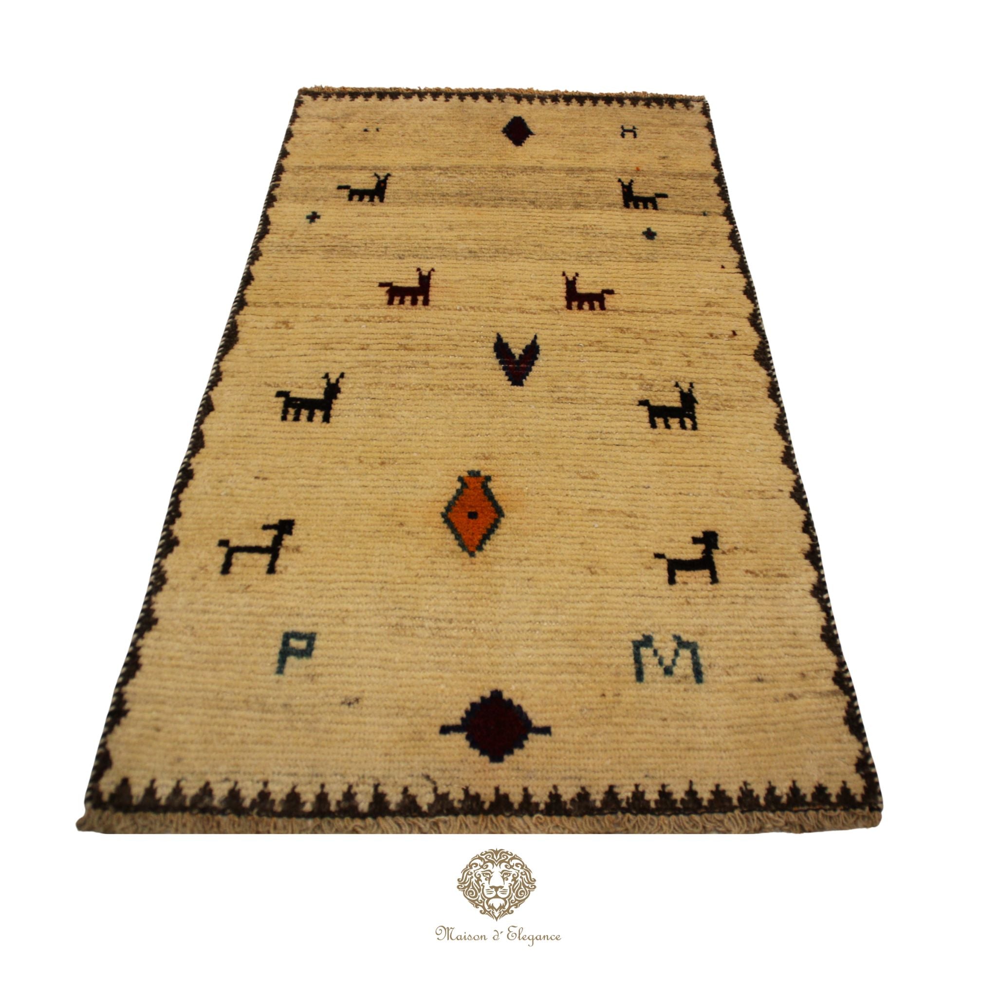 Alfombra Shiraz Tribal Lana Hecha a Mano Colores Neutros 165 x 091 cm