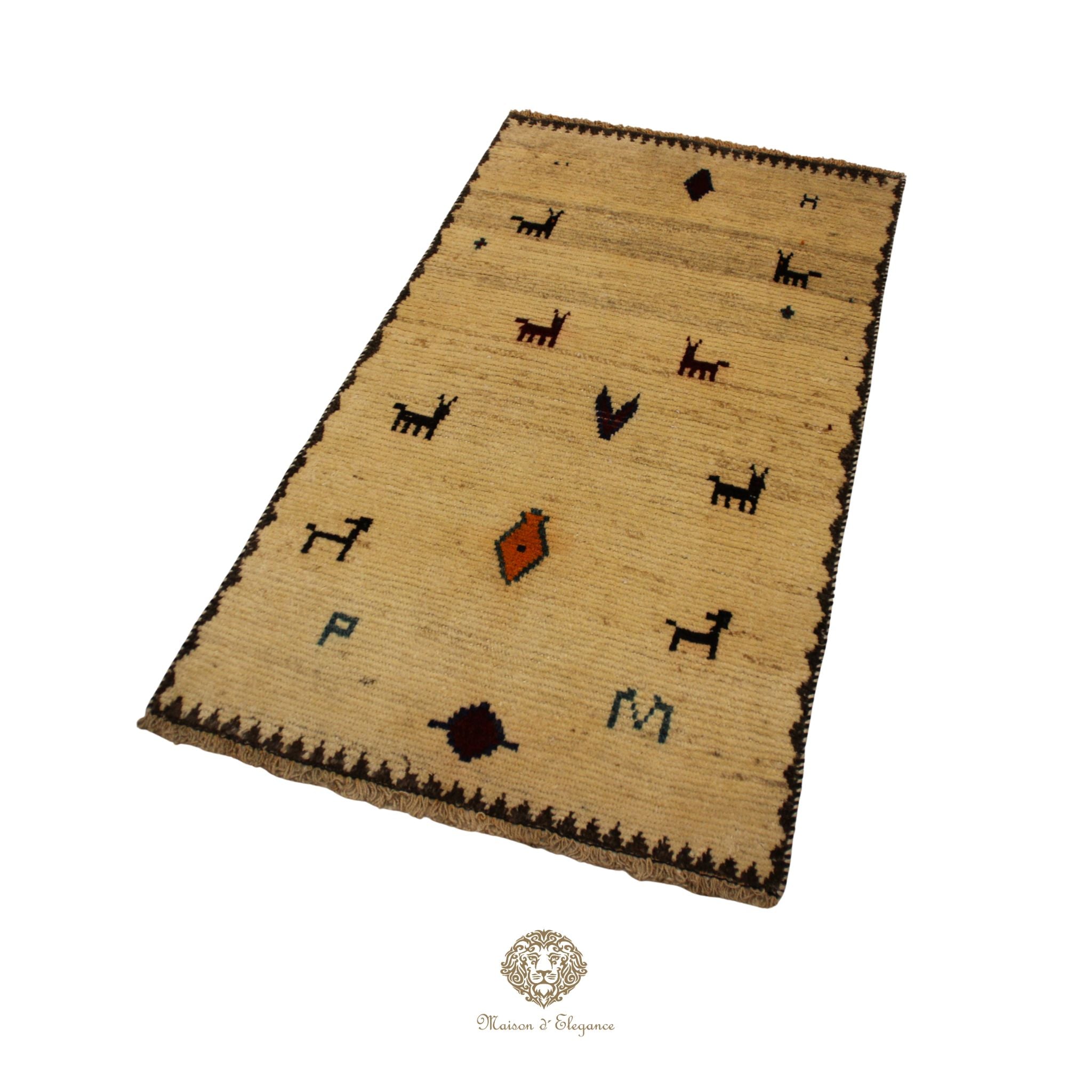 Alfombra Shiraz Tribal Lana Hecha a Mano Colores Neutros 165 x 091 cm