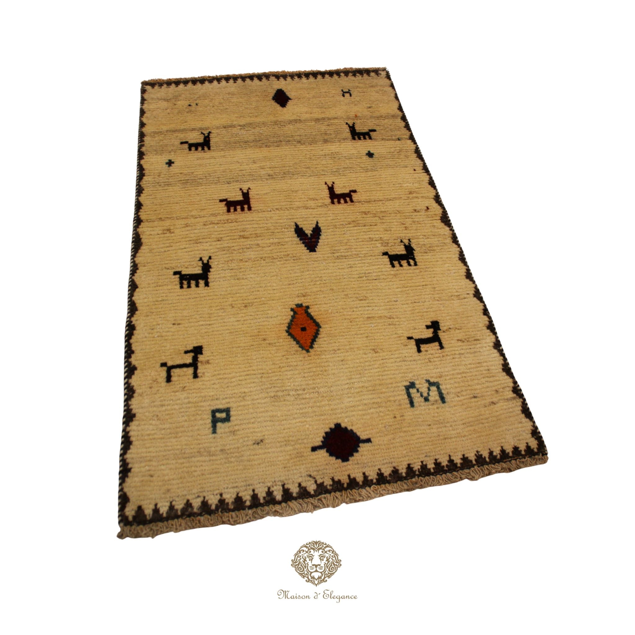 Alfombra Shiraz Tribal Lana Hecha a Mano Colores Neutros 165 x 091 cm