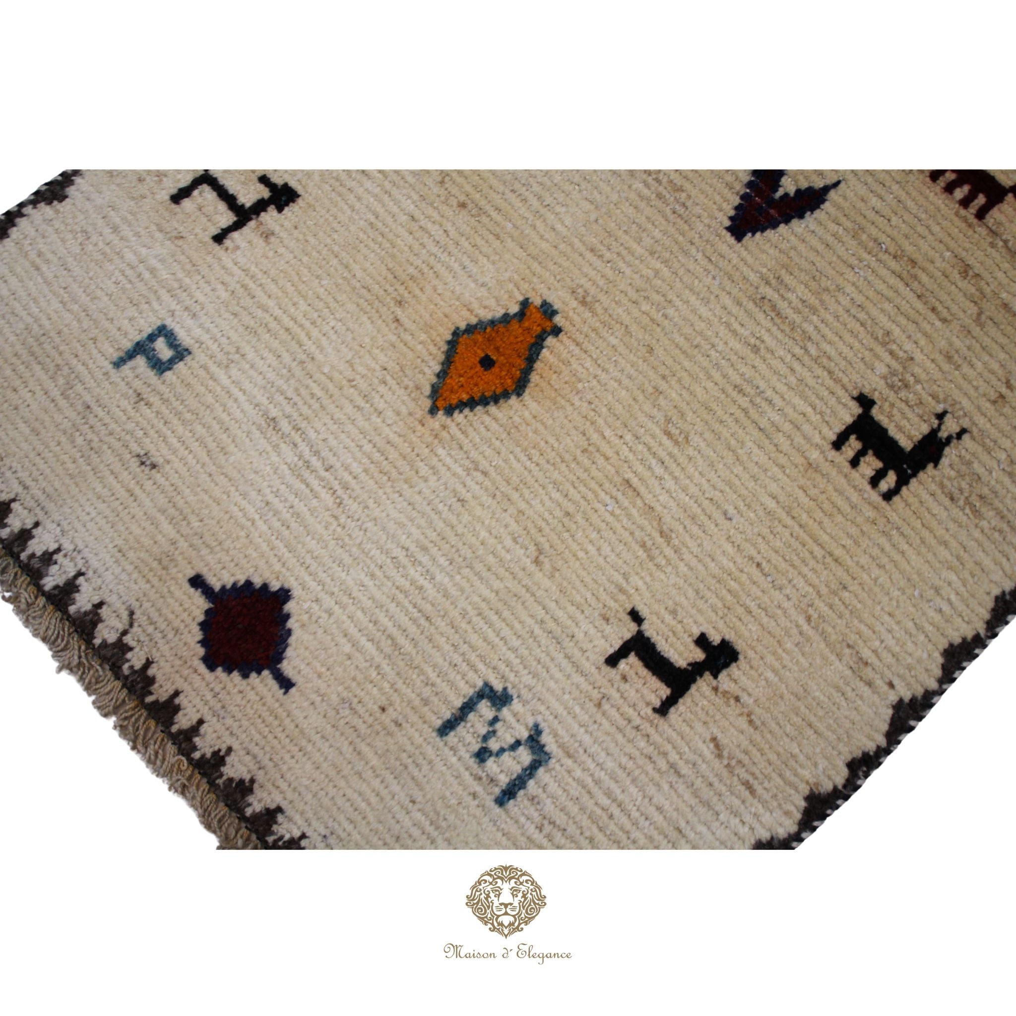 Alfombra Shiraz Tribal Lana Hecha a Mano Colores Neutros 165 x 091 cm