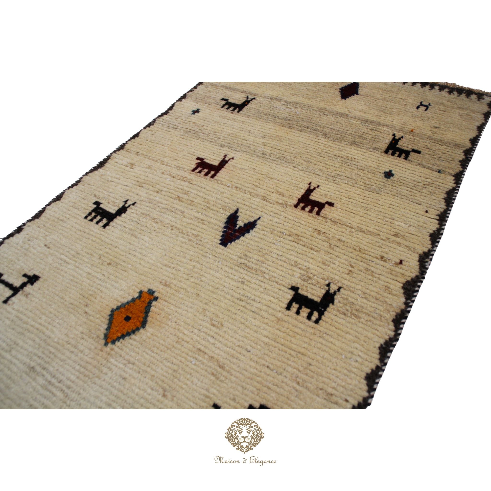 Alfombra Shiraz Tribal Lana Hecha a Mano Colores Neutros 165 x 091 cm