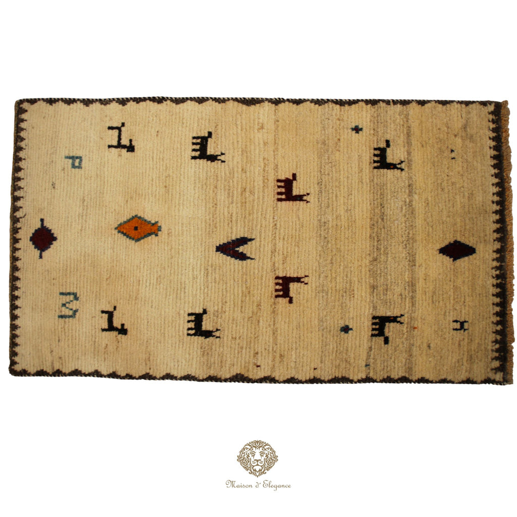 Alfombra Shiraz Tribal Lana Hecha a Mano Colores Neutros 165 x 091 cm