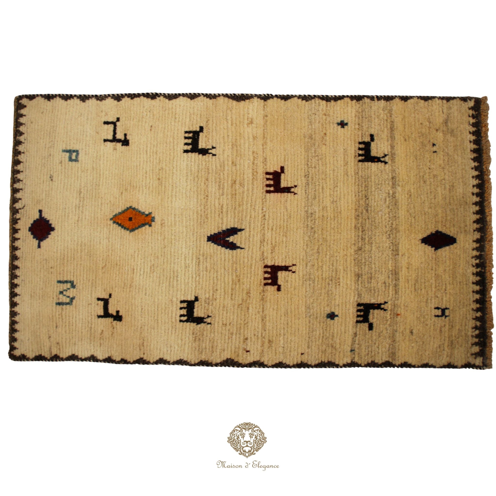 Alfombra Shiraz Tribal Lana Hecha a Mano Colores Neutros 165 x 091 cm