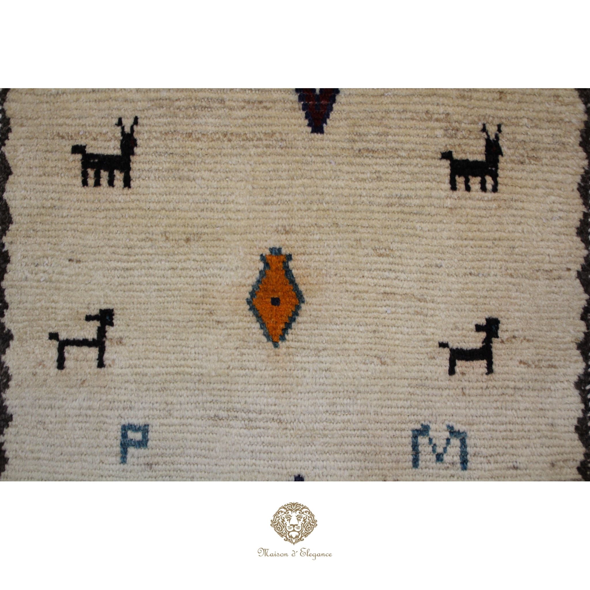 Alfombra Shiraz Tribal Lana Hecha a Mano Colores Neutros 165 x 091 cm