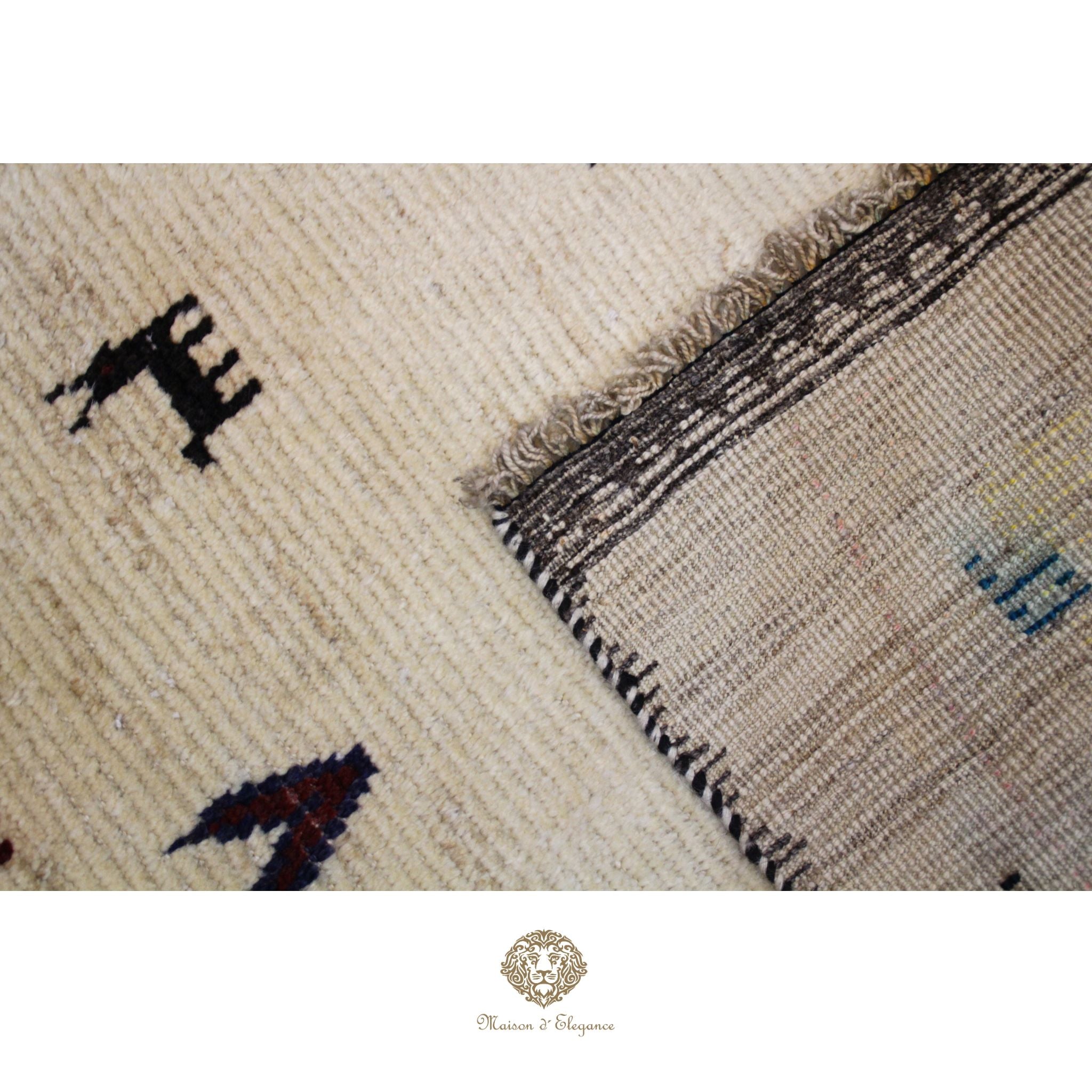 Alfombra Shiraz Tribal Lana Hecha a Mano Colores Neutros 165 x 091 cm