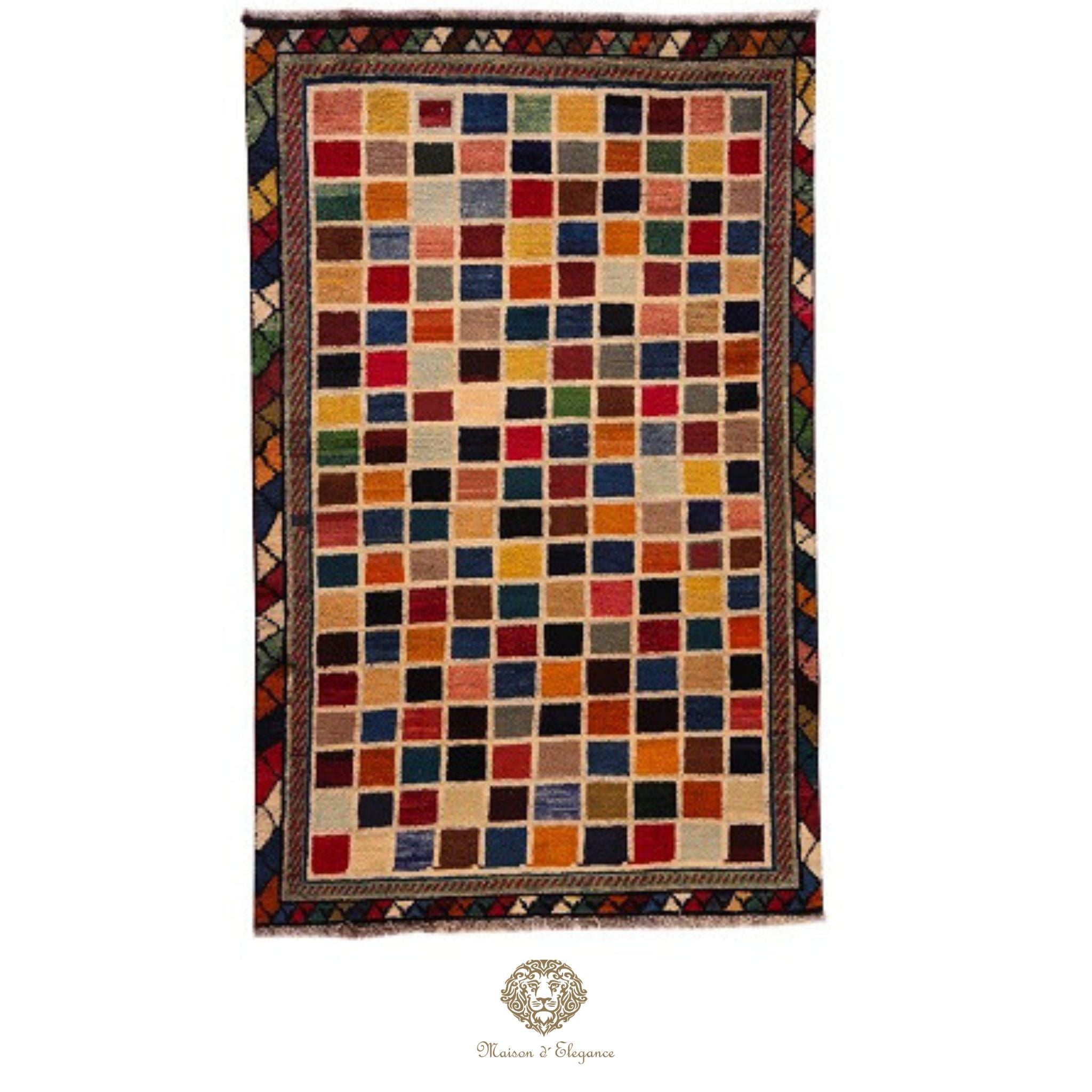 Alfombra Lana Moderna Geométrica Multicolor 166 x 103 cm