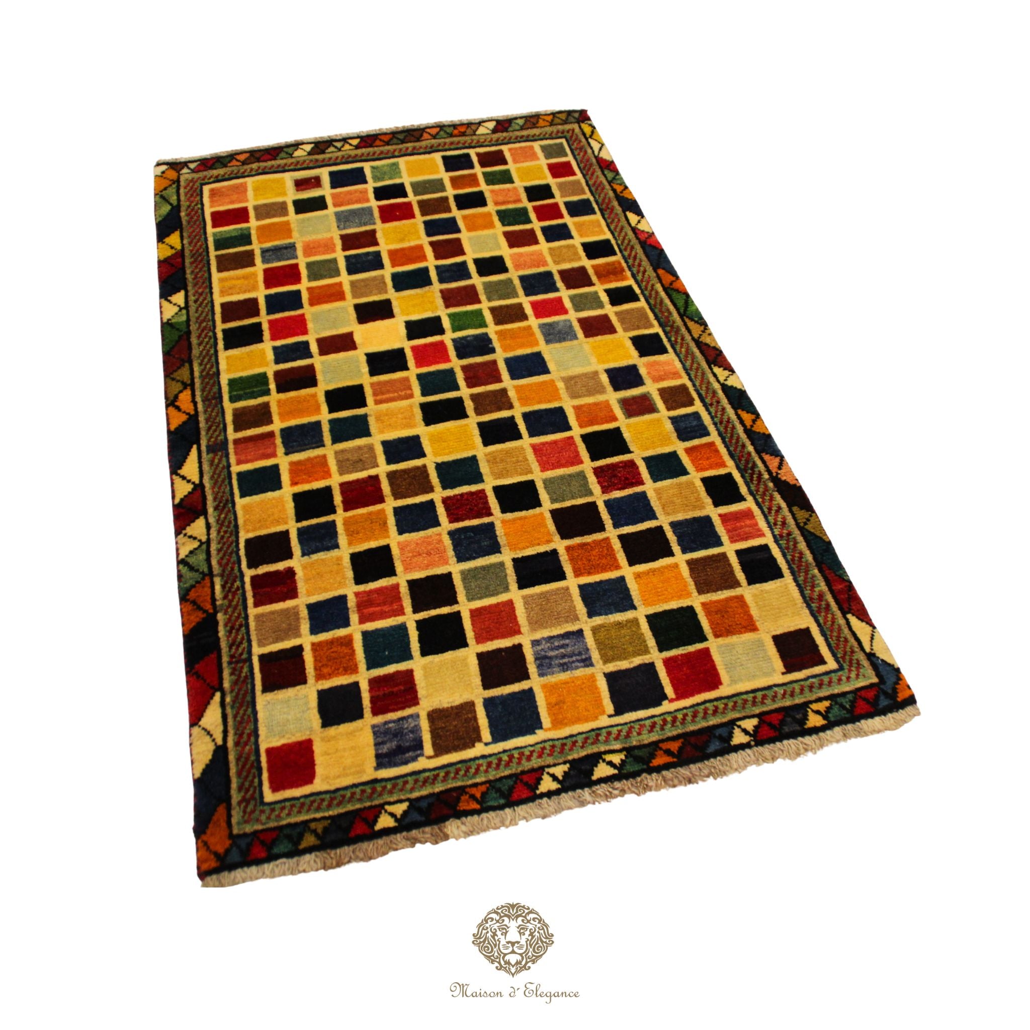 Alfombra Lana Moderna Geométrica Multicolor 166 x 103 cm