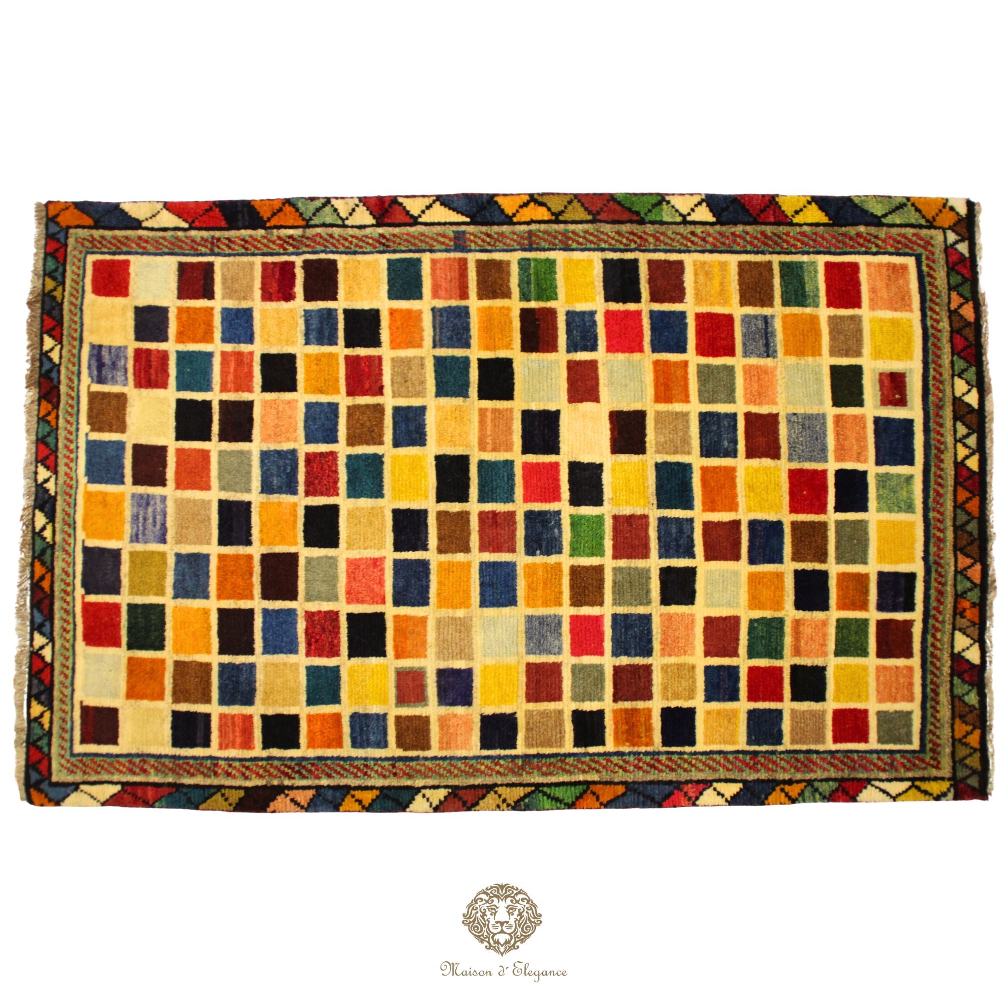 Alfombra Lana Moderna Geométrica Multicolor 166 x 103 cm