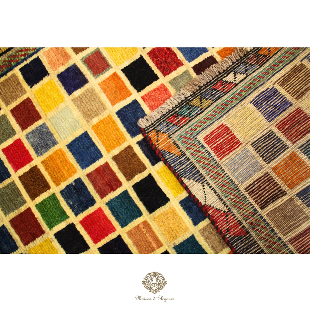 Alfombra Lana Moderna Geométrica Multicolor 166 x 103 cm