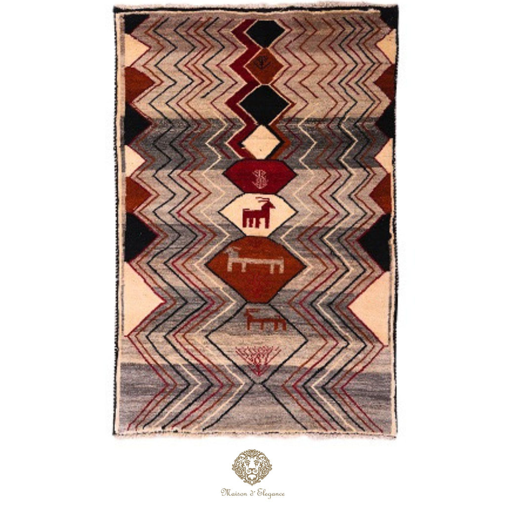 Alfombra Shiraz Tribal Lana Colores Neutros 153 x 101 cm