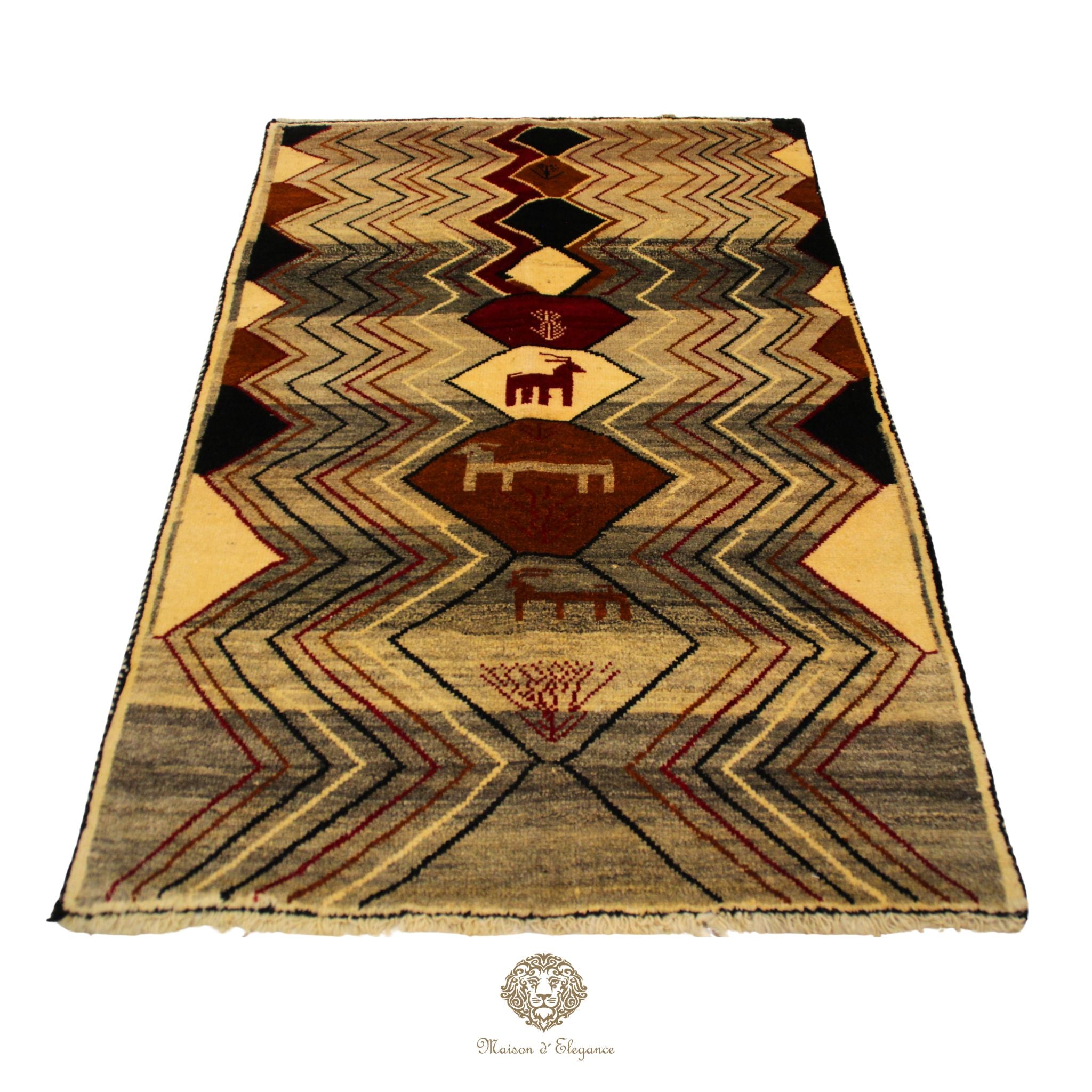 Alfombra Shiraz Tribal Lana Colores Neutros 153 x 101 cm