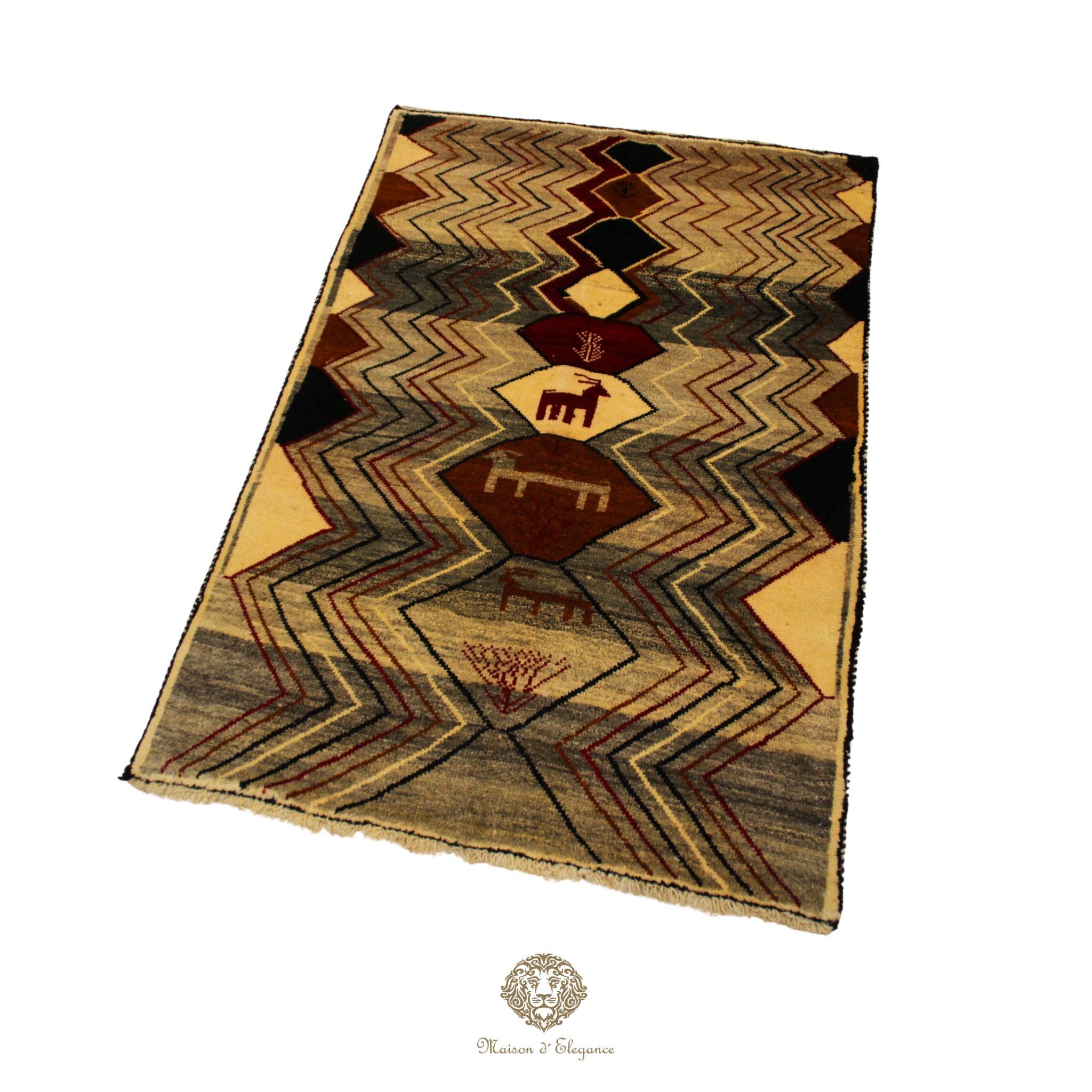 Alfombra Shiraz Tribal Lana Colores Neutros 153 x 101 cm