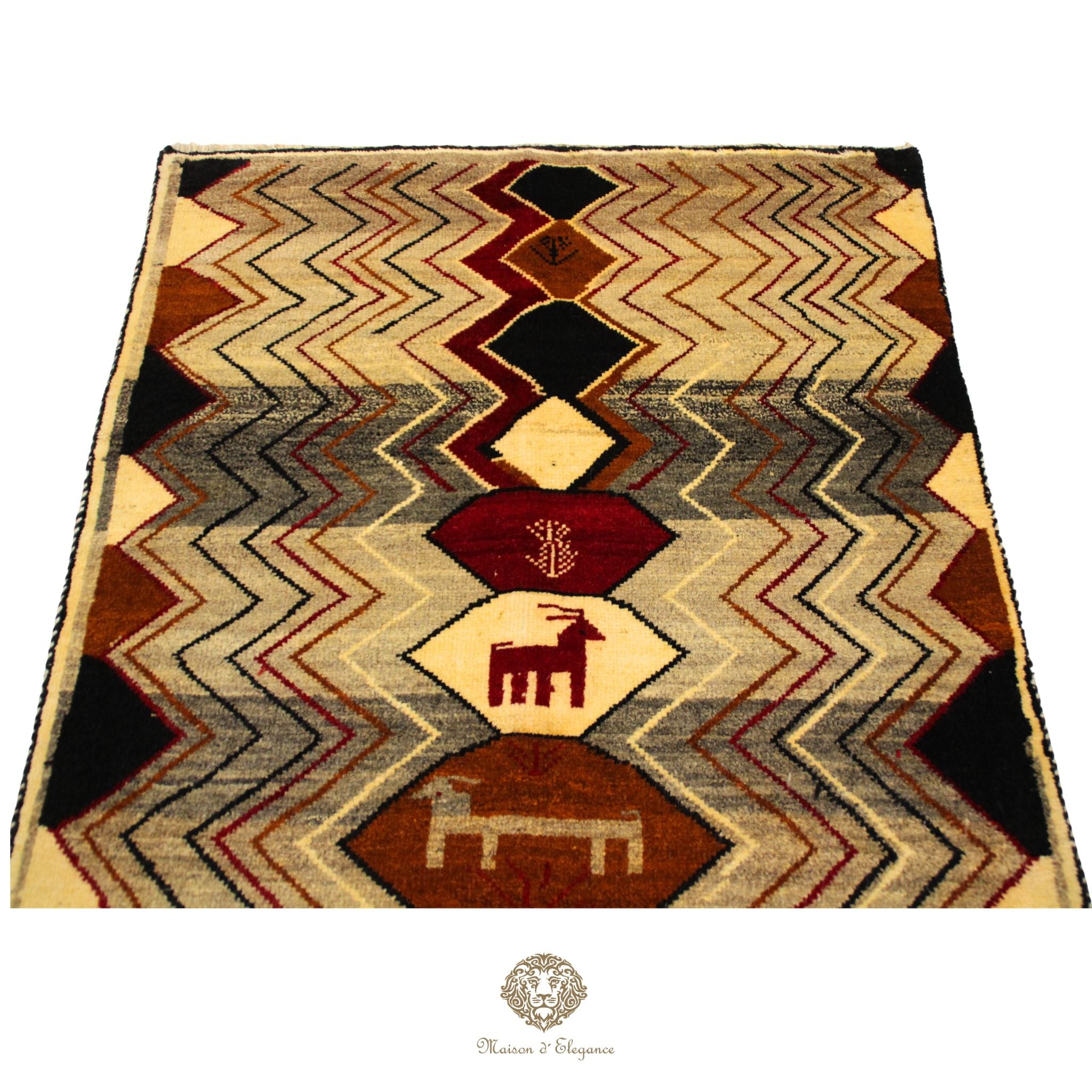 Alfombra Shiraz Tribal Lana Colores Neutros 153 x 101 cm
