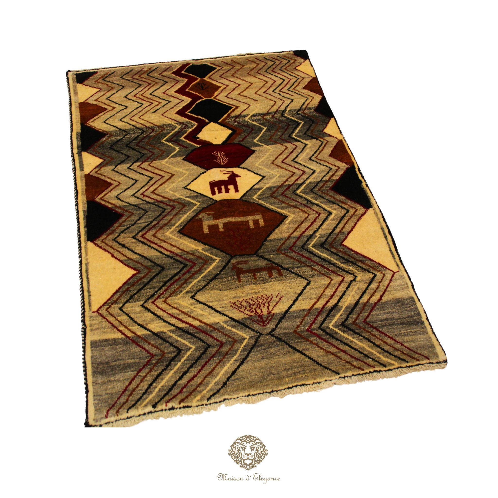 Alfombra Shiraz Tribal Lana Colores Neutros 153 x 101 cm