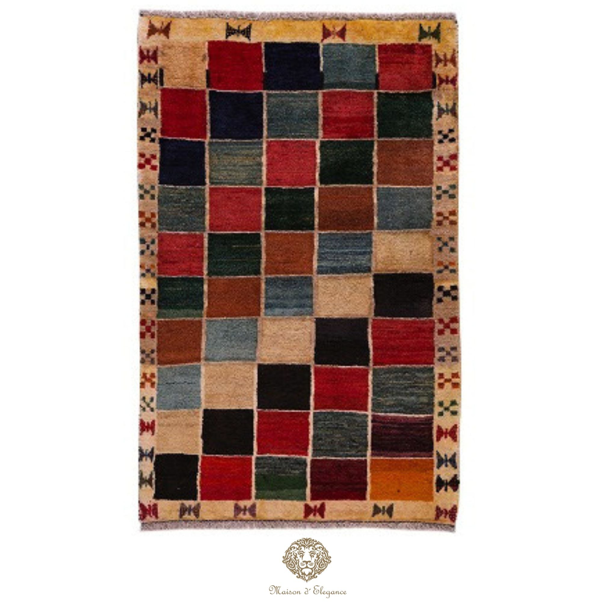 Alfombra Lana Moderna Geométrica Multicolor 143 x 87 cm