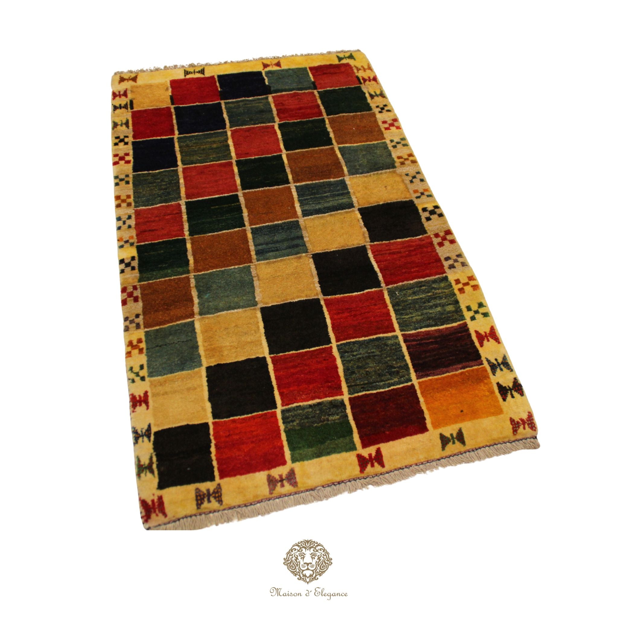 Alfombra Lana Moderna Geométrica Multicolor 143 x 87 cm