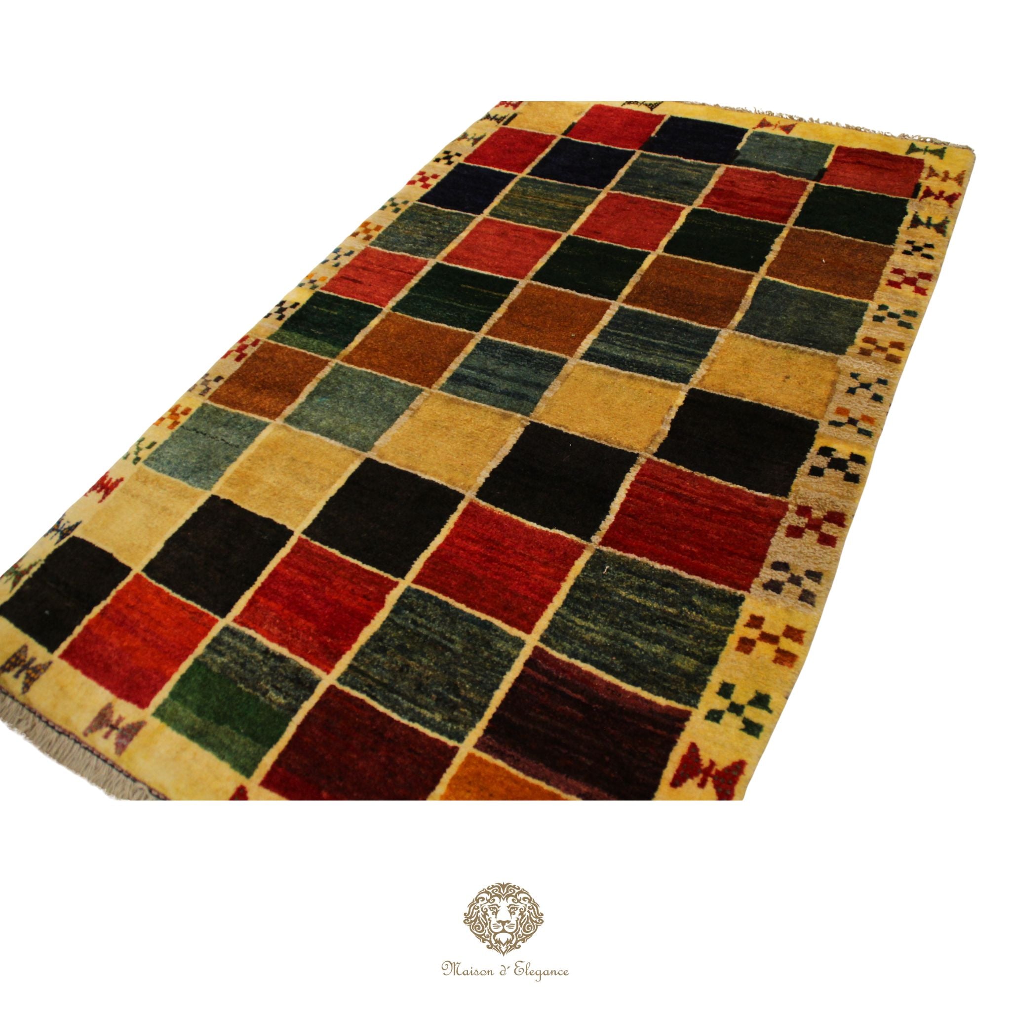 Alfombra Lana Moderna Geométrica Multicolor 143 x 87 cm