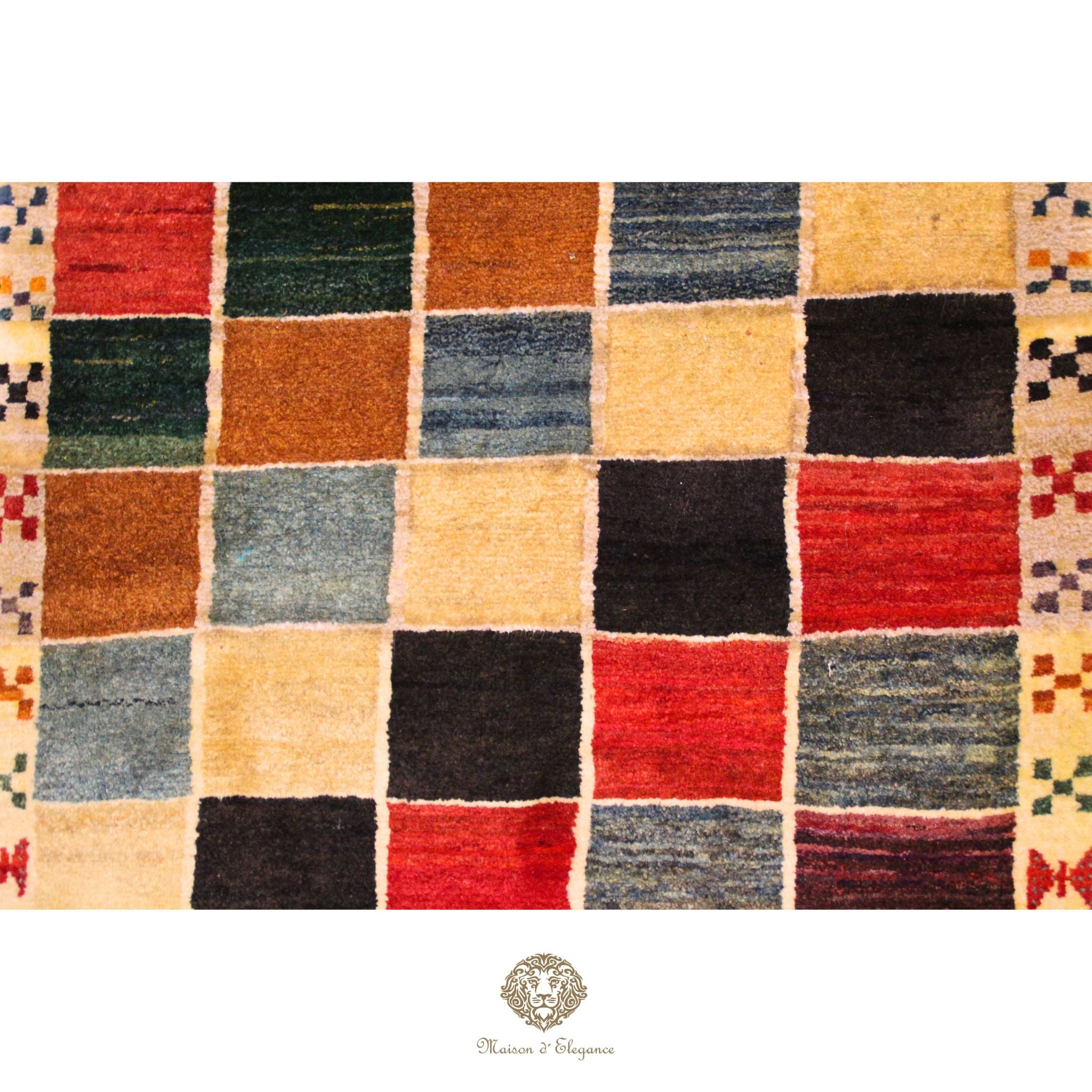 Alfombra Lana Moderna Geométrica Multicolor 143 x 87 cm