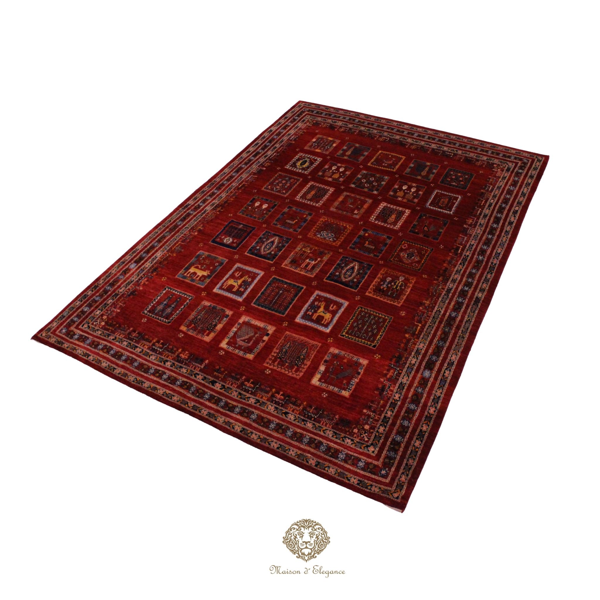 Alfombra Moderna Roja Geométrica Lana - Diseño Contemporáneo 321 x 221 cm