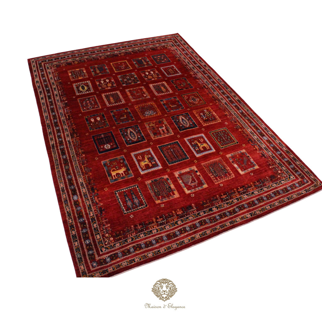 Alfombra Moderna Roja Geométrica Lana - Diseño Contemporáneo 321 x 221 cm