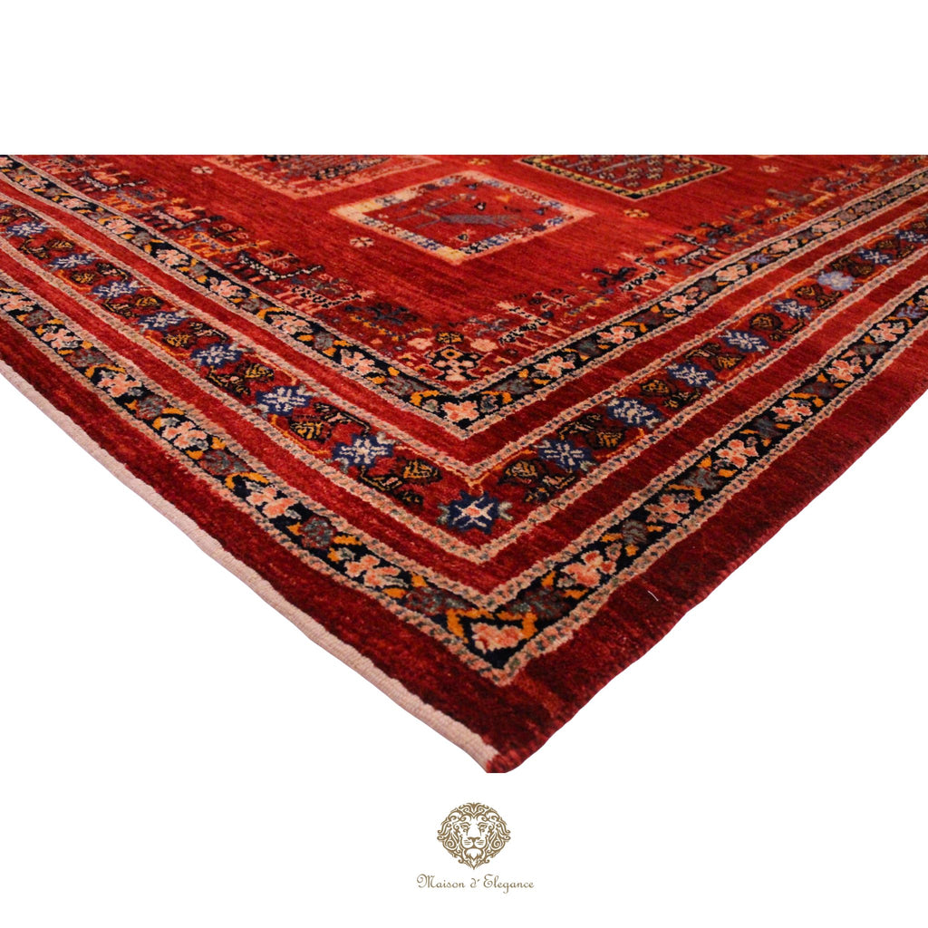 Alfombra Moderna Roja Geométrica Lana - Diseño Contemporáneo 321 x 221 cm