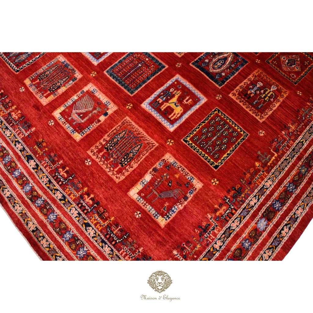 Alfombra Moderna Roja Geométrica Lana - Diseño Contemporáneo 321 x 221 cm