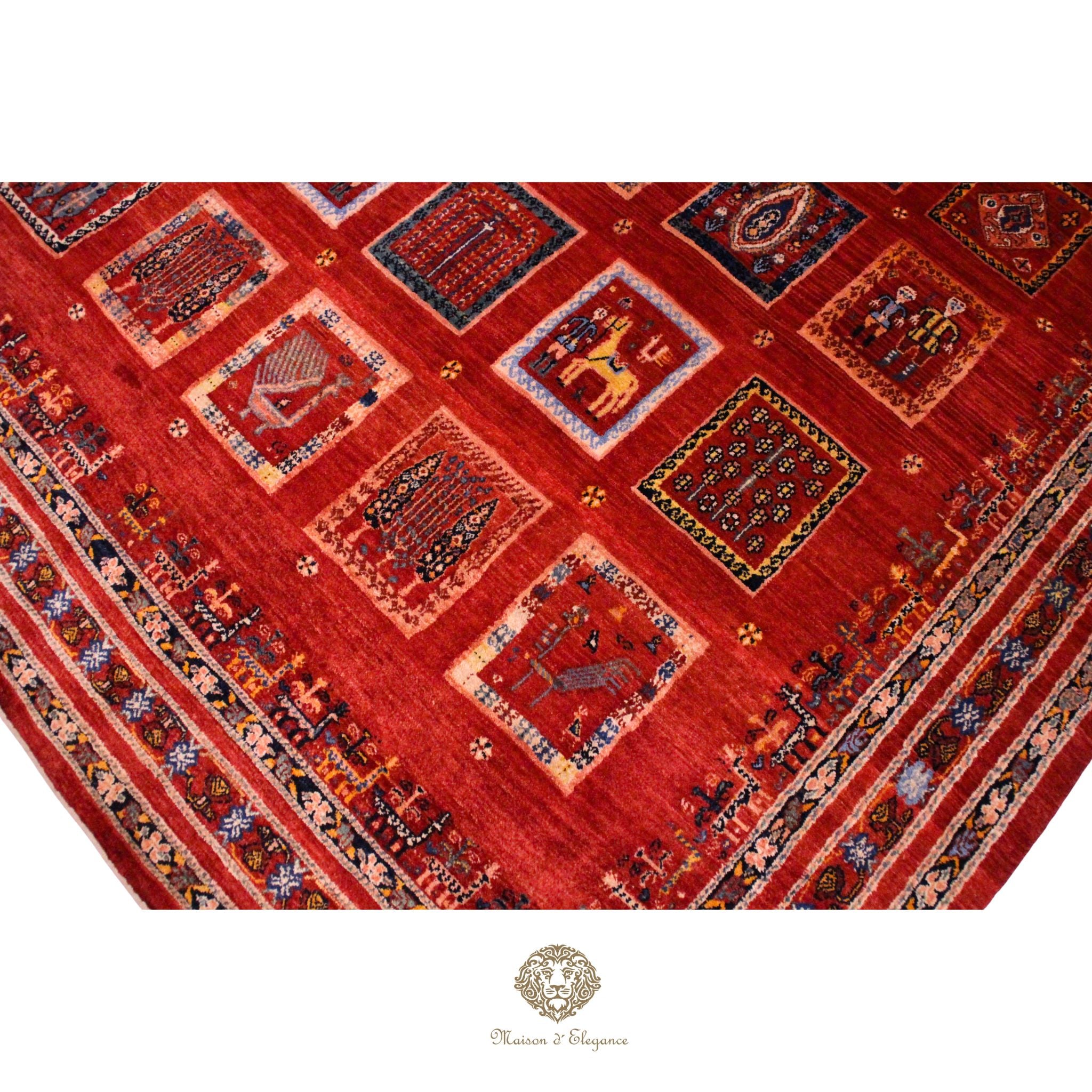 Alfombra Moderna Roja Geométrica Lana - Diseño Contemporáneo 321 x 221 cm