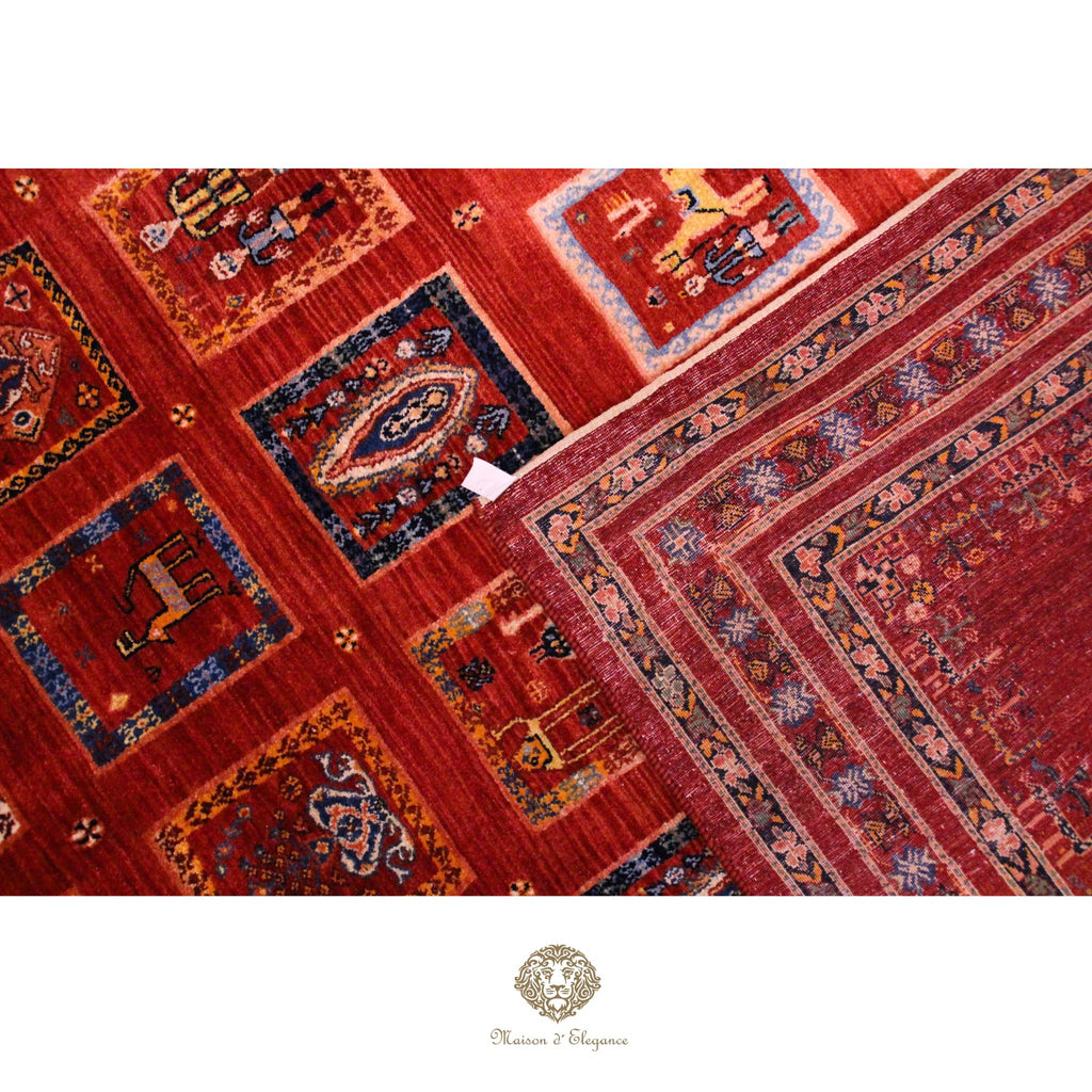 Alfombra Moderna Roja Geométrica Lana - Diseño Contemporáneo 321 x 221 cm