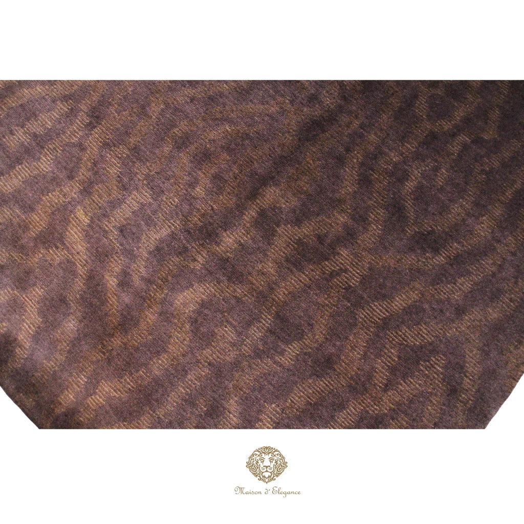 Alfombra de Lana Marrón oscura lisa con diseño en Líneas Orgánicas 210 x 142 cm