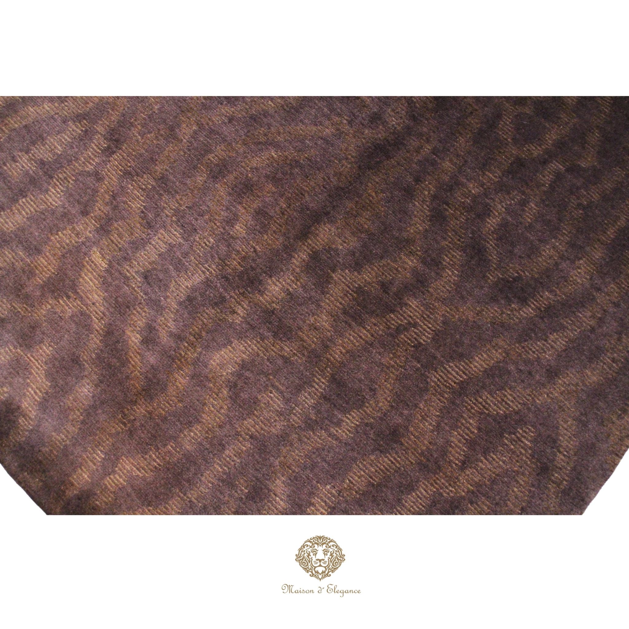 Alfombra de Lana Marrón oscura lisa con diseño en Líneas Orgánicas 210 x 142 cm