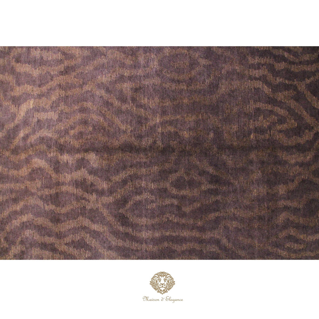 Alfombra de Lana Marrón oscura lisa con diseño en Líneas Orgánicas 210 x 142 cm