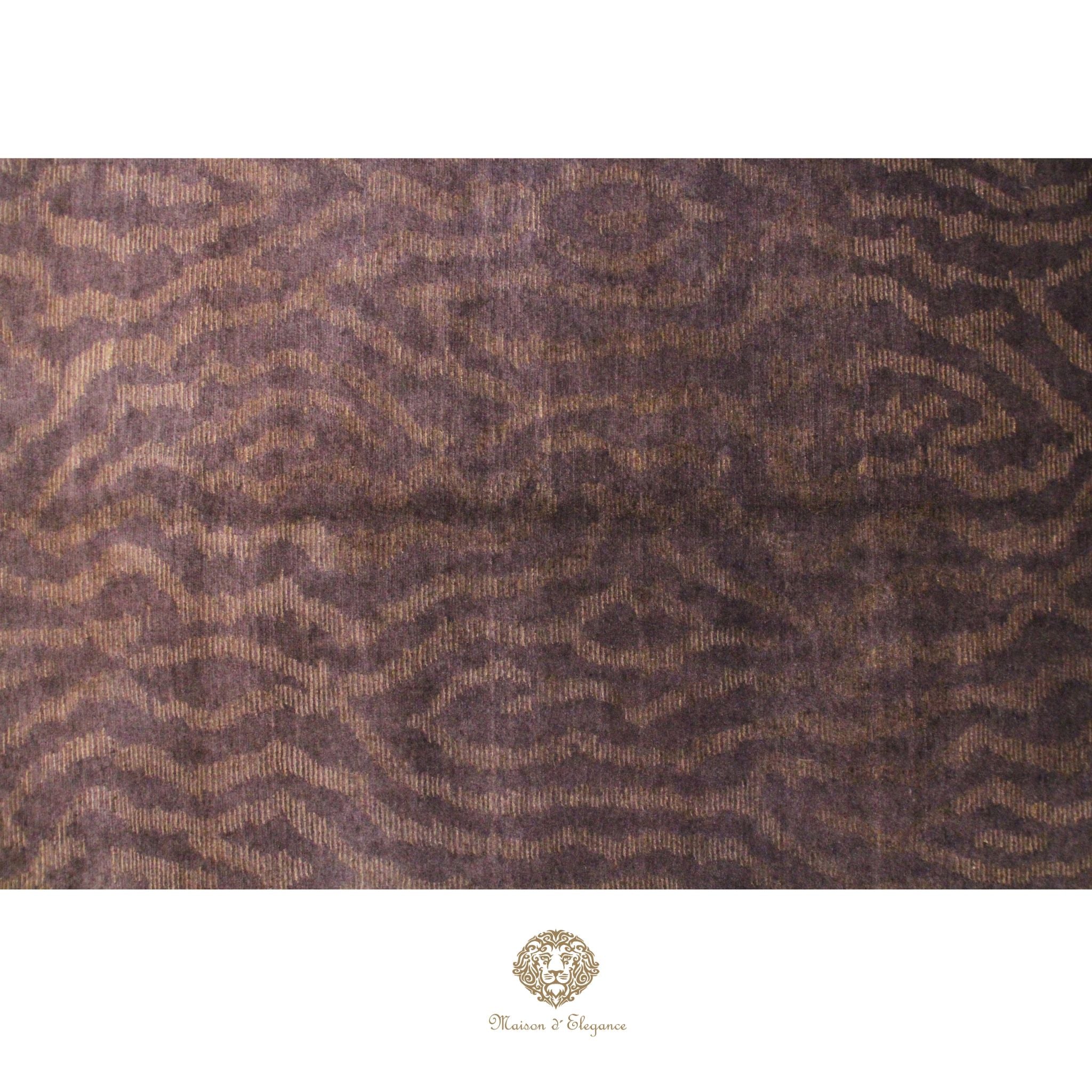 Alfombra de Lana Marrón oscura lisa con diseño en Líneas Orgánicas 210 x 142 cm