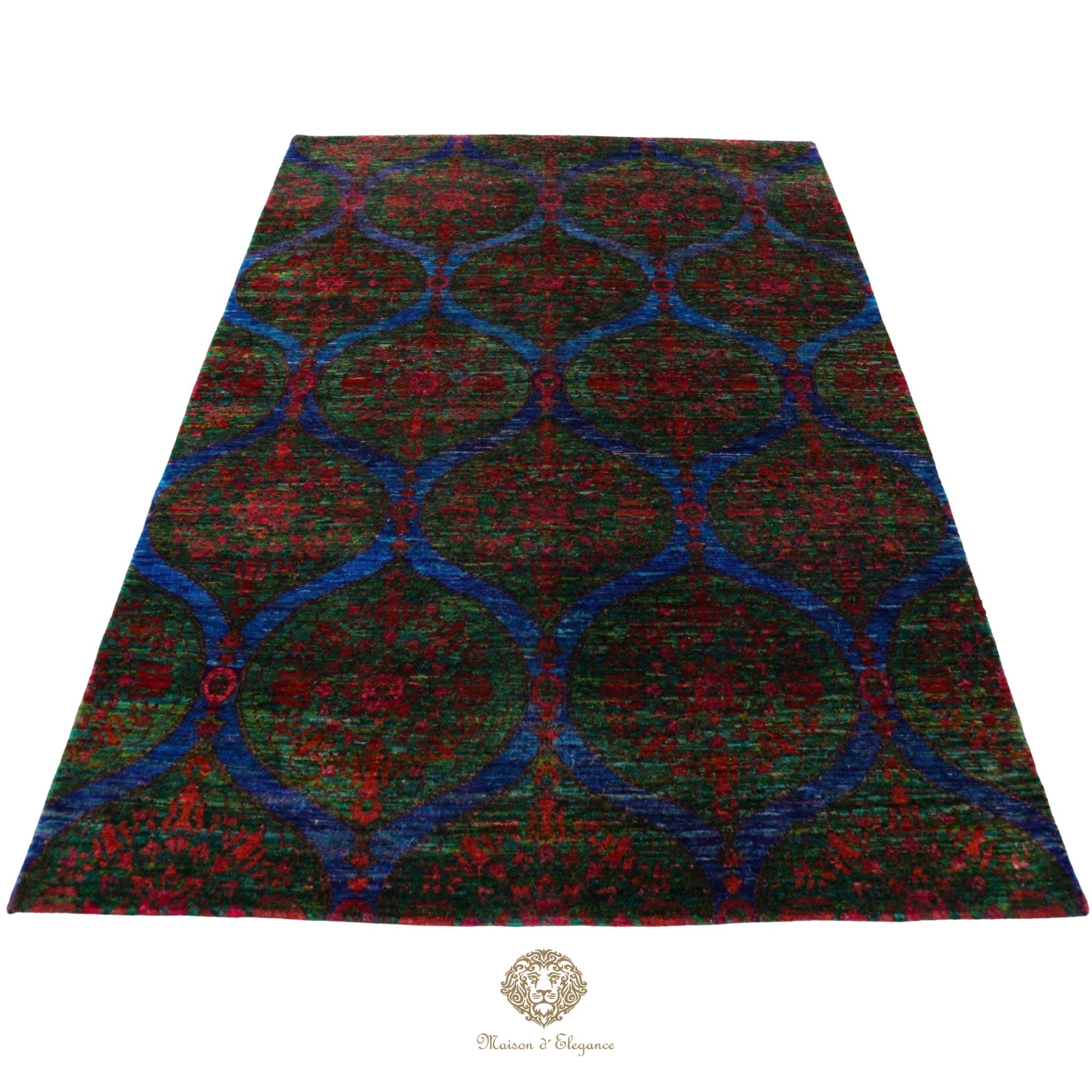 Decorative rug with geometric pattern on a white background